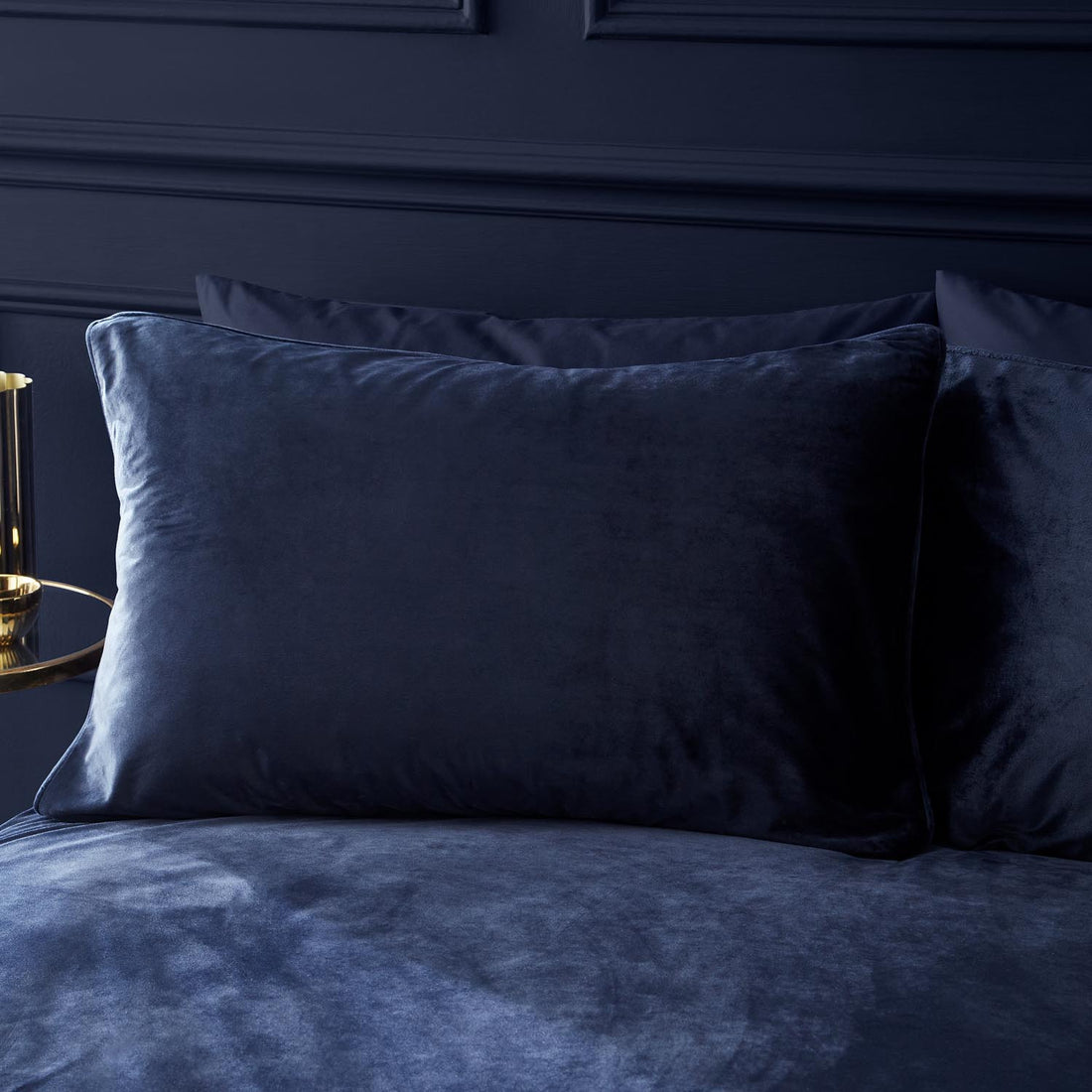 The Home Luxury Collection Reagan Soft Touch Matt Velvet Duvet Cover Set - Navy 2 Shaws Department Stores