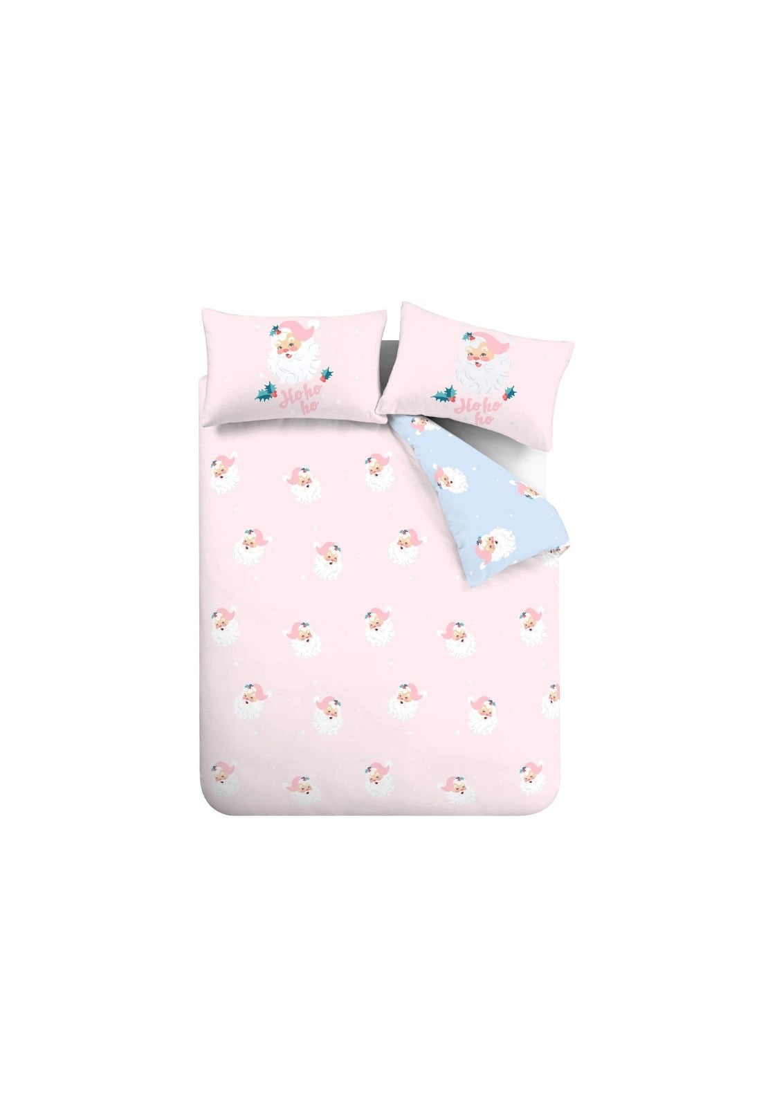 Catherine Lansfield Vintage Christmas Santa Reversible Duvet Cover Set - Pink 5 Shaws Department Stores