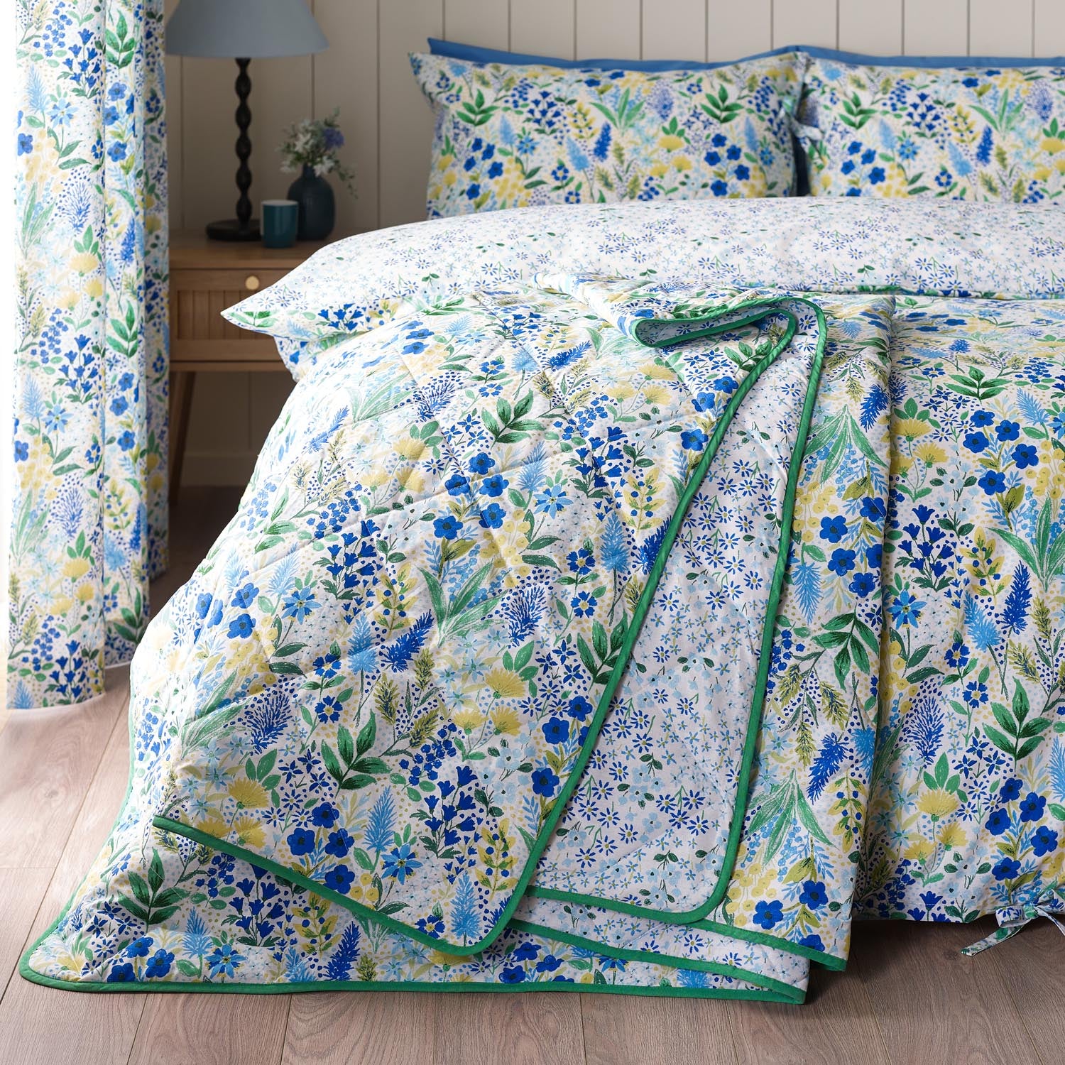The Home Collection Ria Floral Quilted Bedspread 220X230Cm - Blue 1 Shaws Department Stores