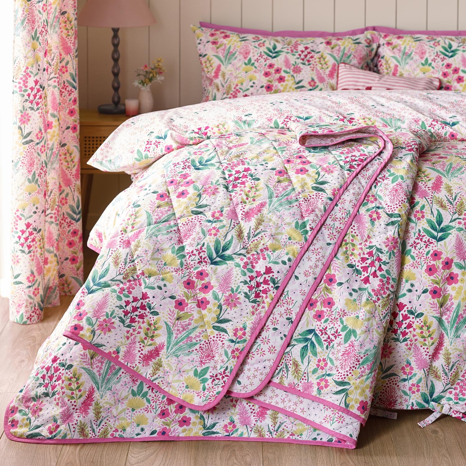 The Home Collection Ria Floral Quilted Bedspread 220X230Cm - Pink 1 Shaws Department Stores