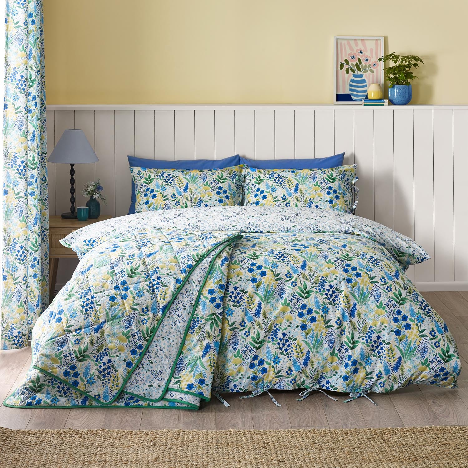 The Home Collection Ria Floral Quilted Bedspread 220X230Cm - Blue 2 Shaws Department Stores