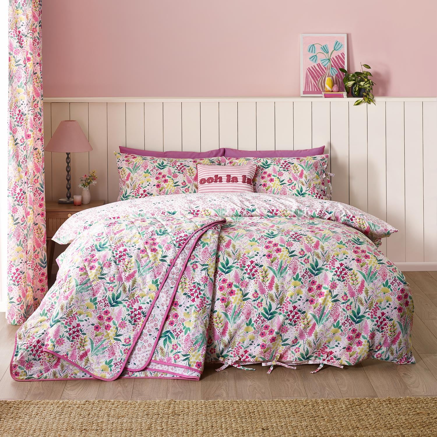 The Home Collection Ria Floral Quilted Bedspread 220X230Cm - Pink 2 Shaws Department Stores