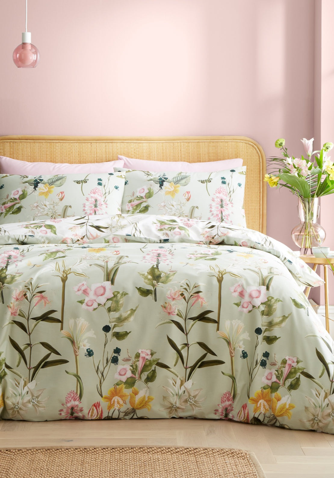 Rhs Exotic Floral Cotton Reversible Duvet Cover Set - Green 1 Shaws Department Stores