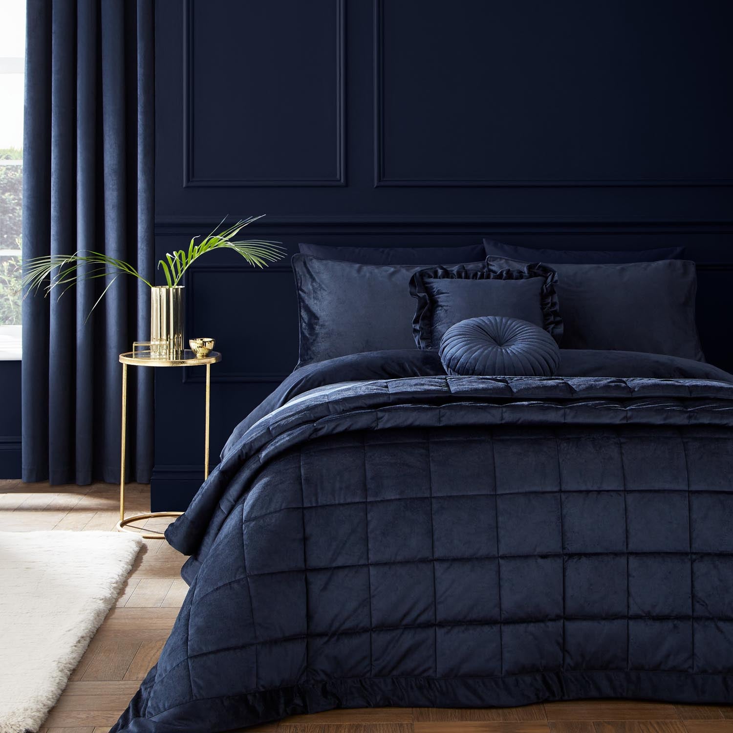 The Home Luxury Collection Reagan Soft Touch Matt Velvet Duvet Cover Set - Navy 4 Shaws Department Stores