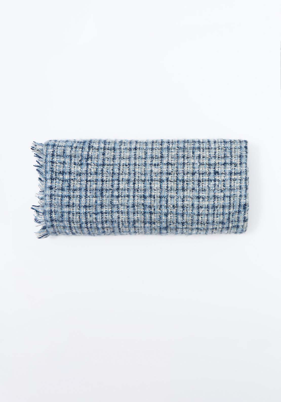 Sfera Tweed Shawl - Navy 1 Shaws Department Stores