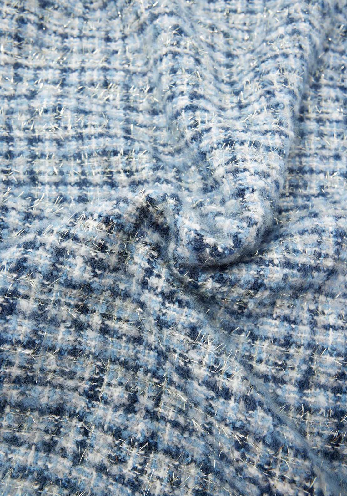 Sfera Tweed Shawl - Navy 2 Shaws Department Stores