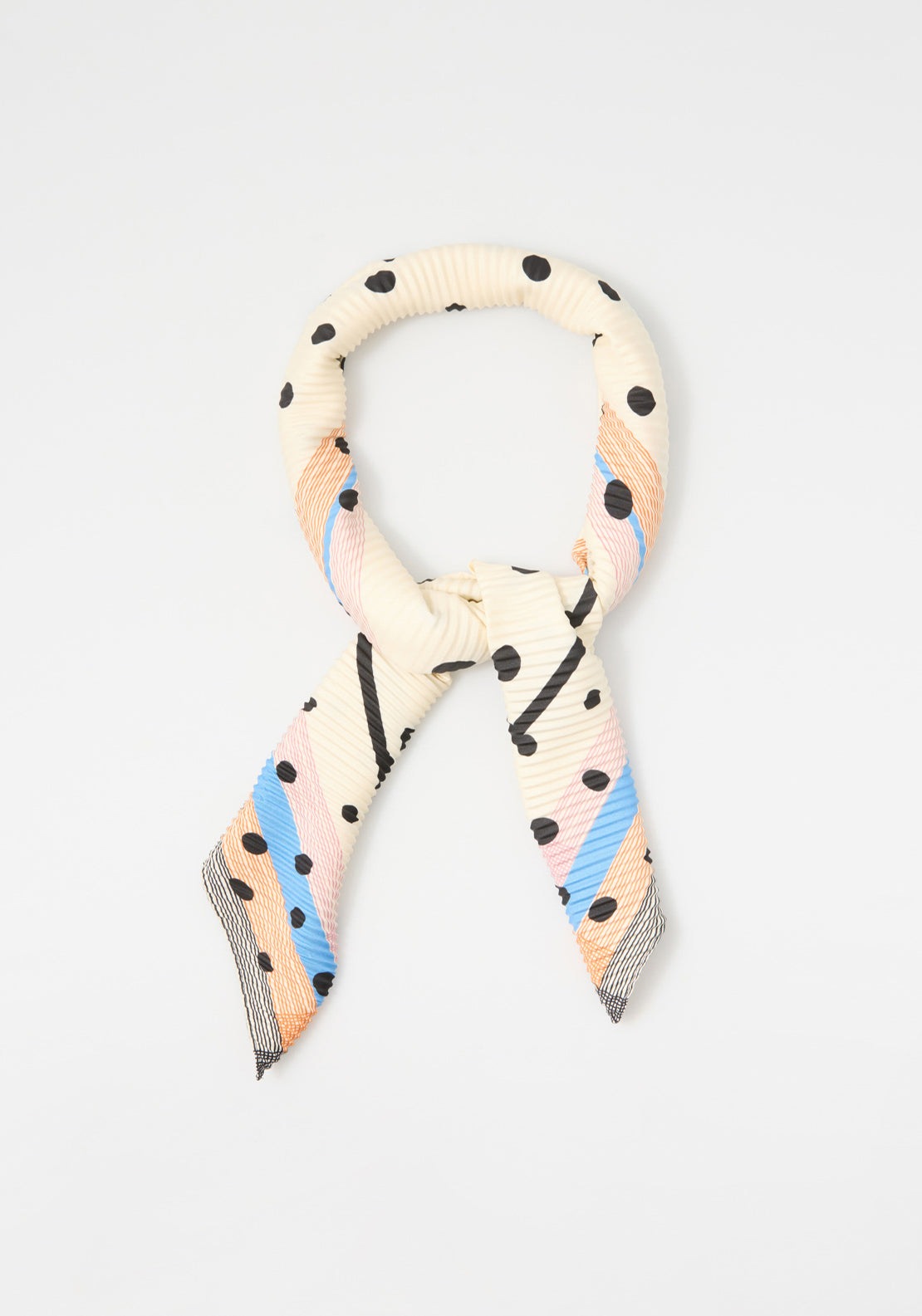 Sfera Pleated Polka Dot Bandana - White 1 Shaws Department Stores