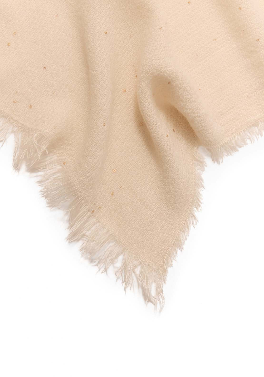Plain Sequin Scarf - Ecru