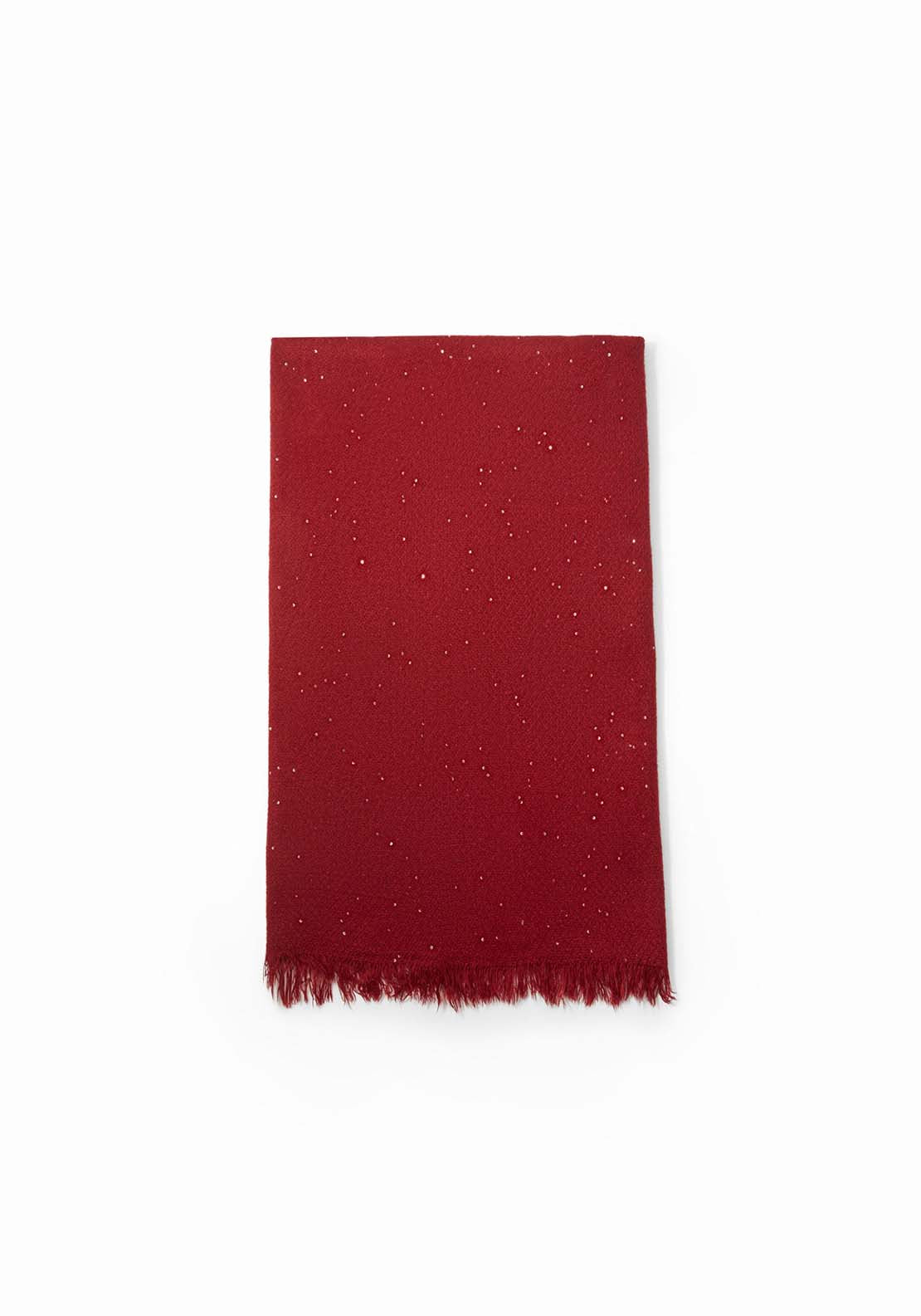 Plain Sequin Scarf - Red