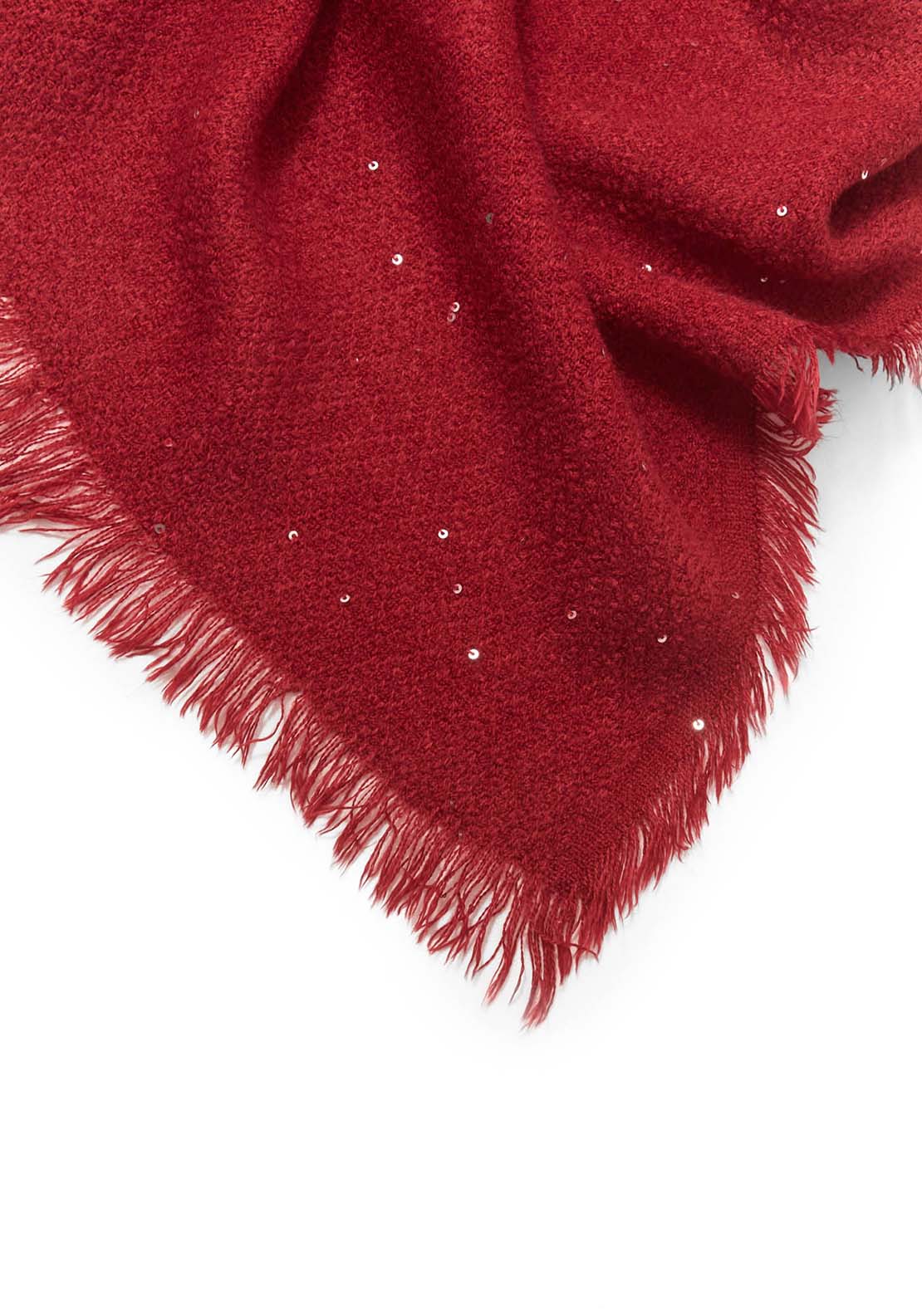 Plain Sequin Scarf - Red