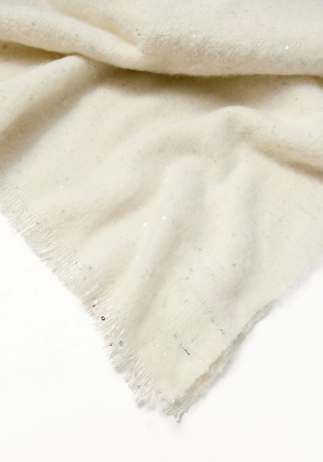 Sequined Neutral Scarf - Ecru