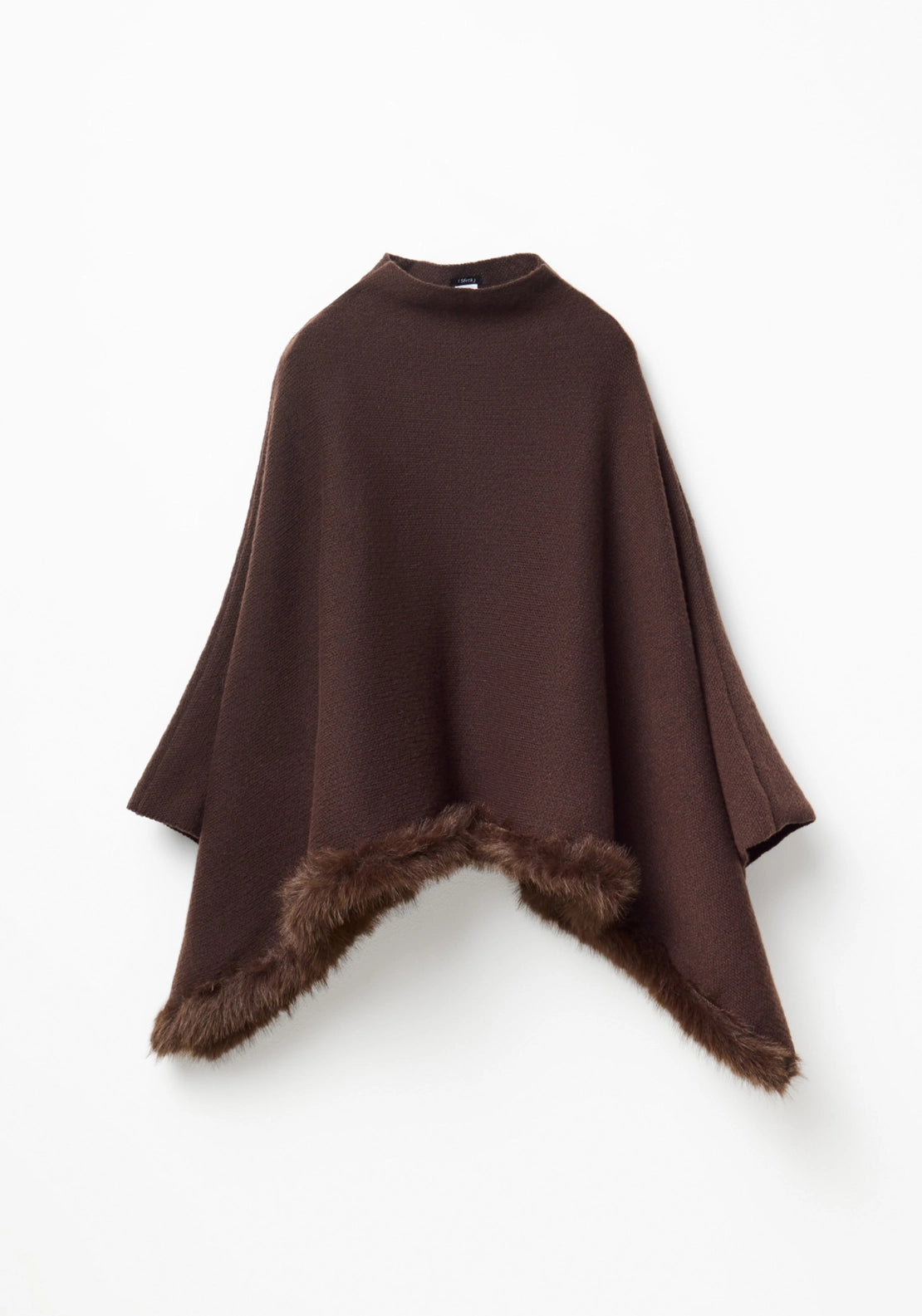 Faux-Fur Maxi Poncho - Brown
