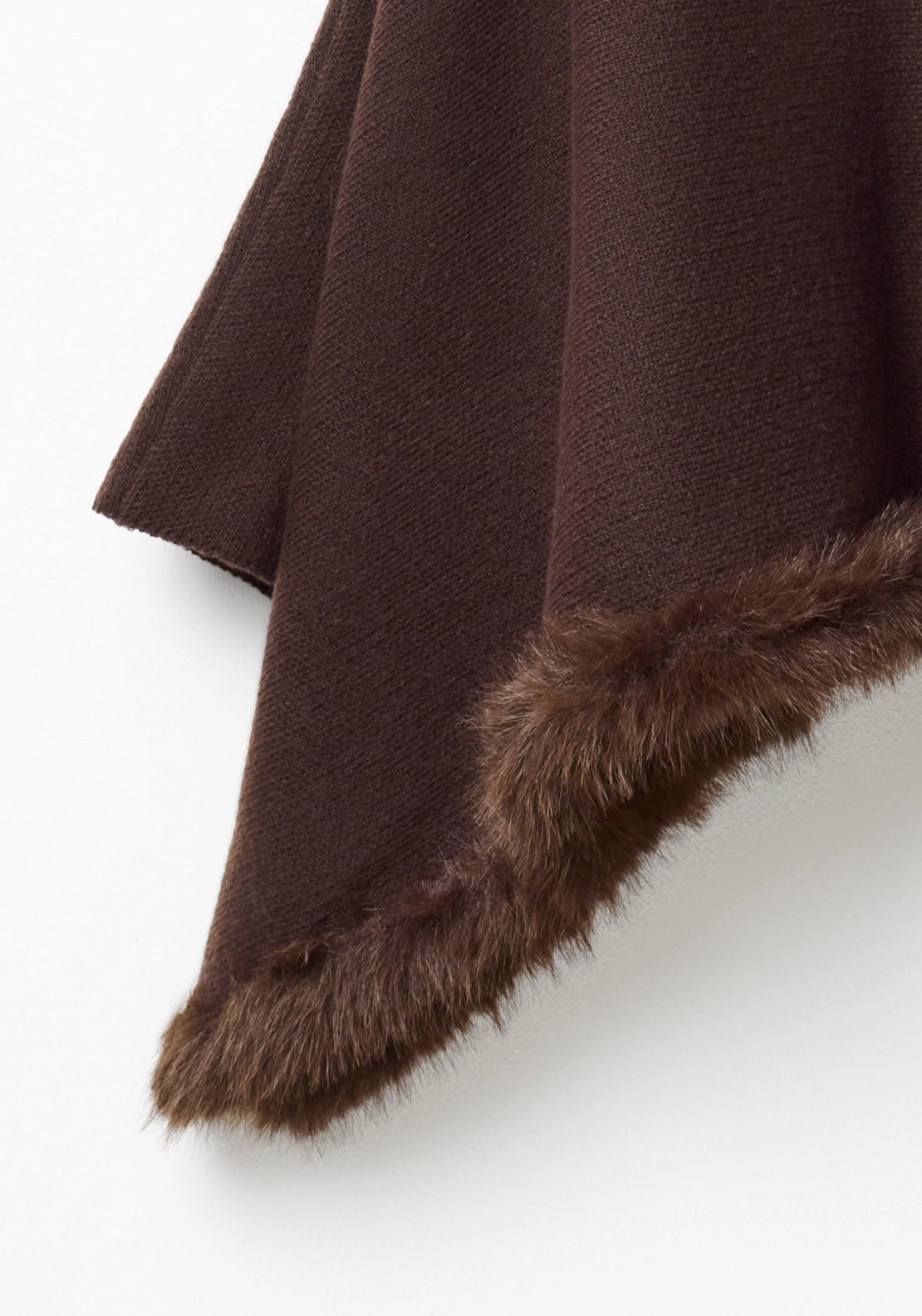 Faux-Fur Maxi Poncho - Brown