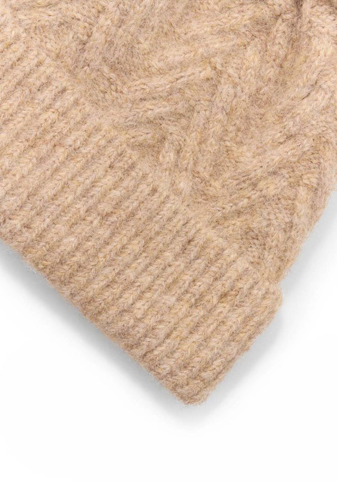 Herringbone Beanie - Beige