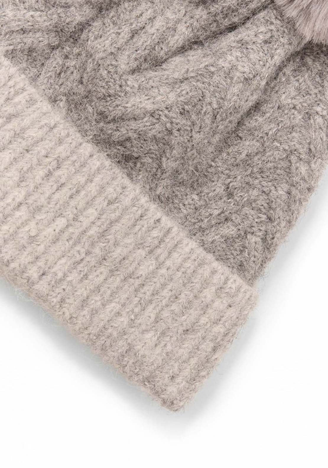 Two Tone Wool Beanie - Grey Medium