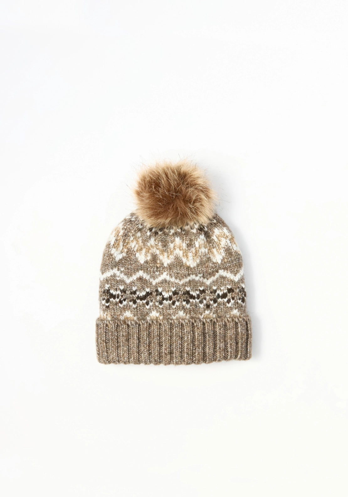 Sequined Fair Isle Beanie - Beige