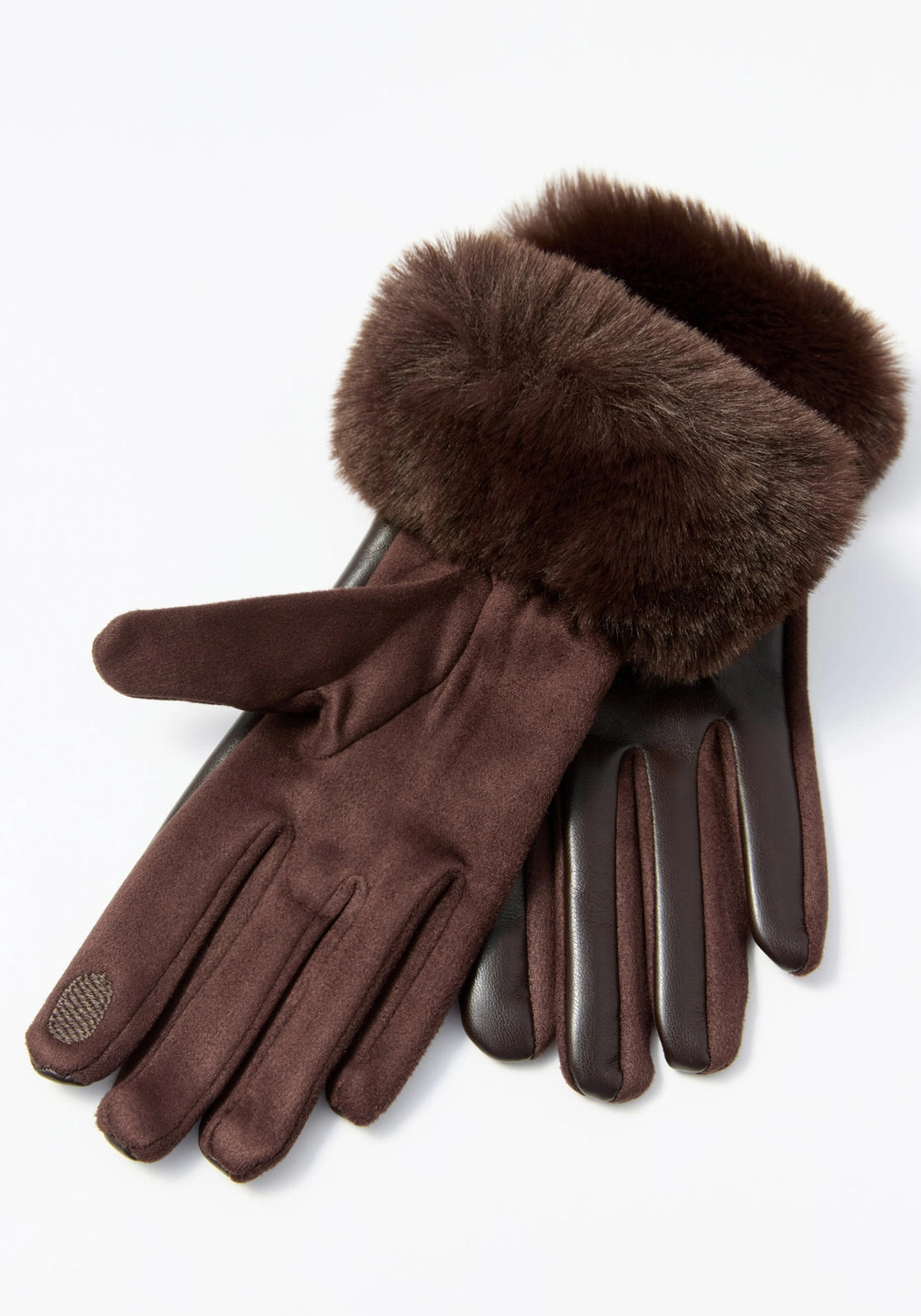 Faux Fur Trim Gloves - Wine