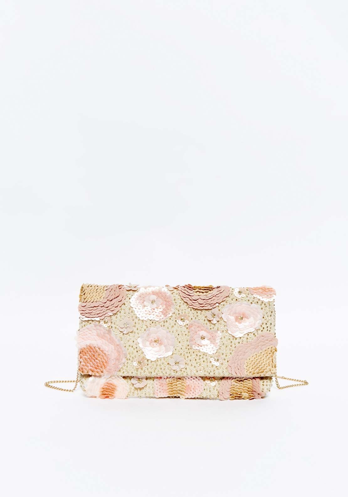 Sfera Flowers beaded envelope bag 1 Shaws Department Stores