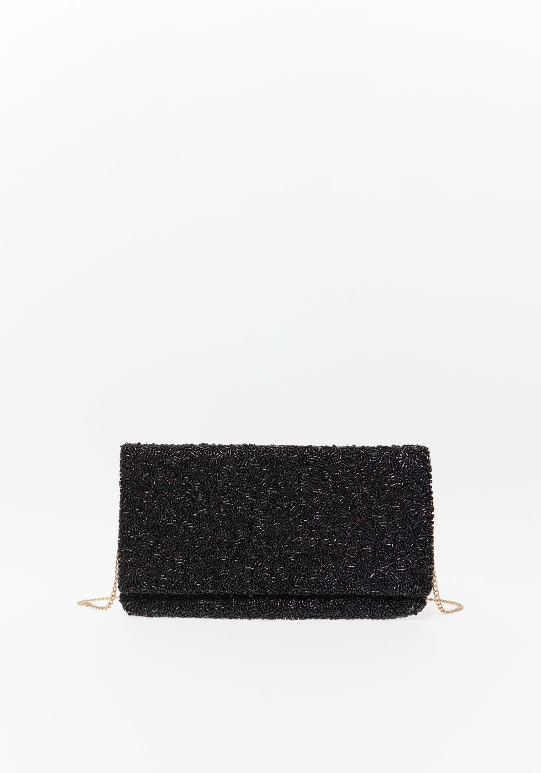 Sfera Plain Beaded Envelope - Black 1 Shaws Department Stores