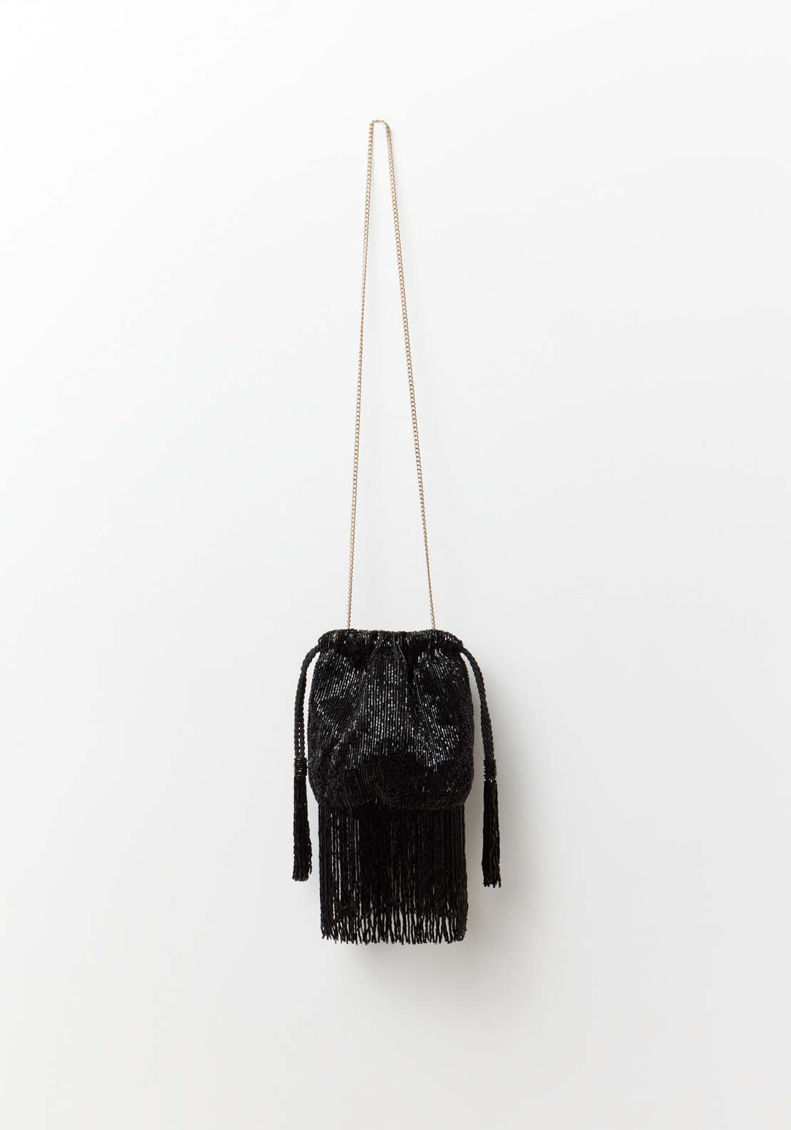 Sfera Beaded Pouch Finges - Black 1 Shaws Department Stores