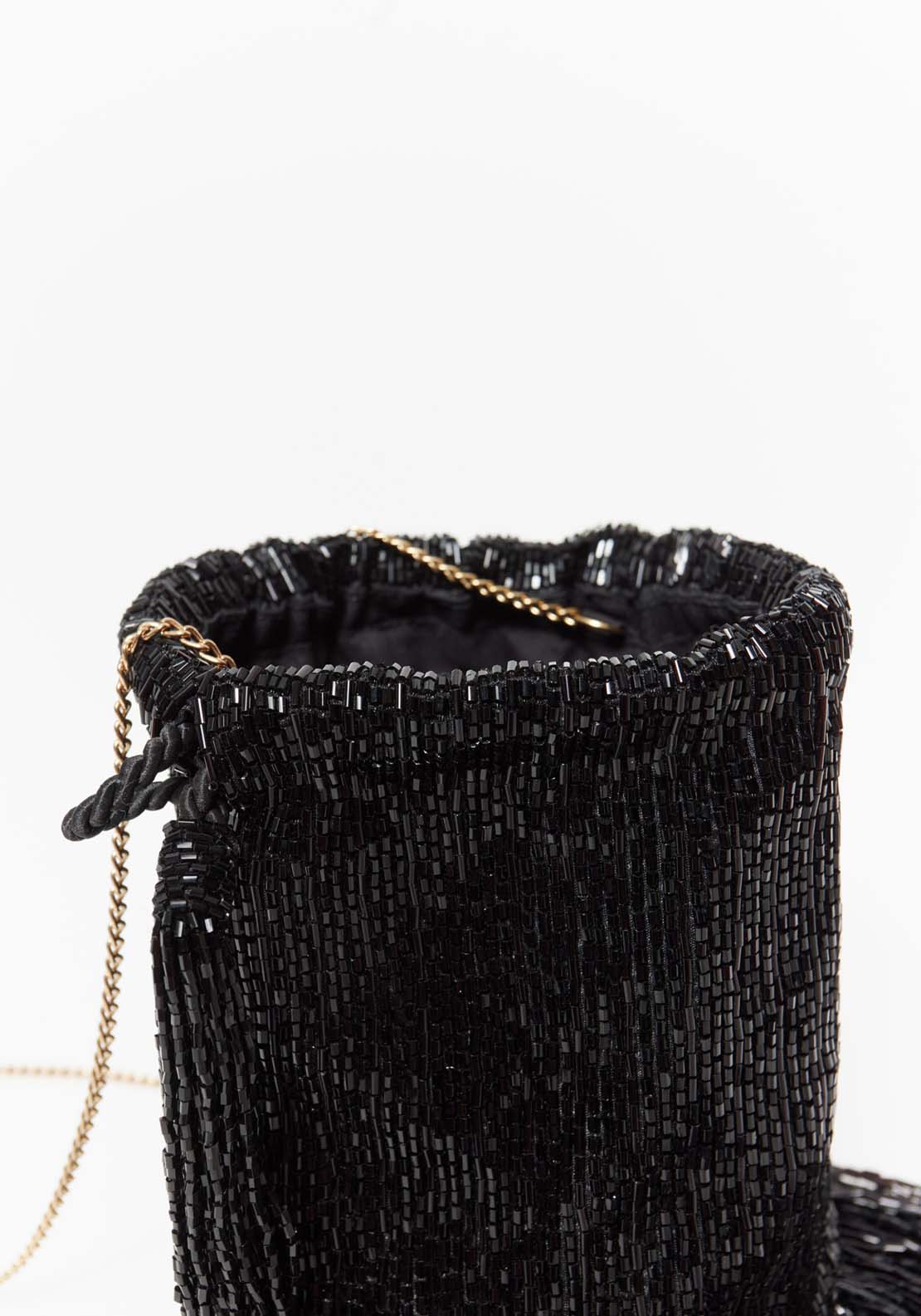 Sfera Beaded Pouch Finges - Black 3 Shaws Department Stores