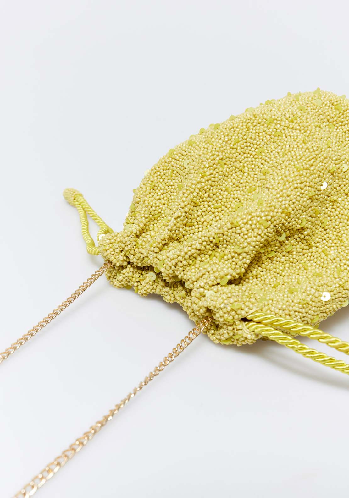 Sfera Beaded Pouch Fringes -Lime - Lime 3 Shaws Department Stores