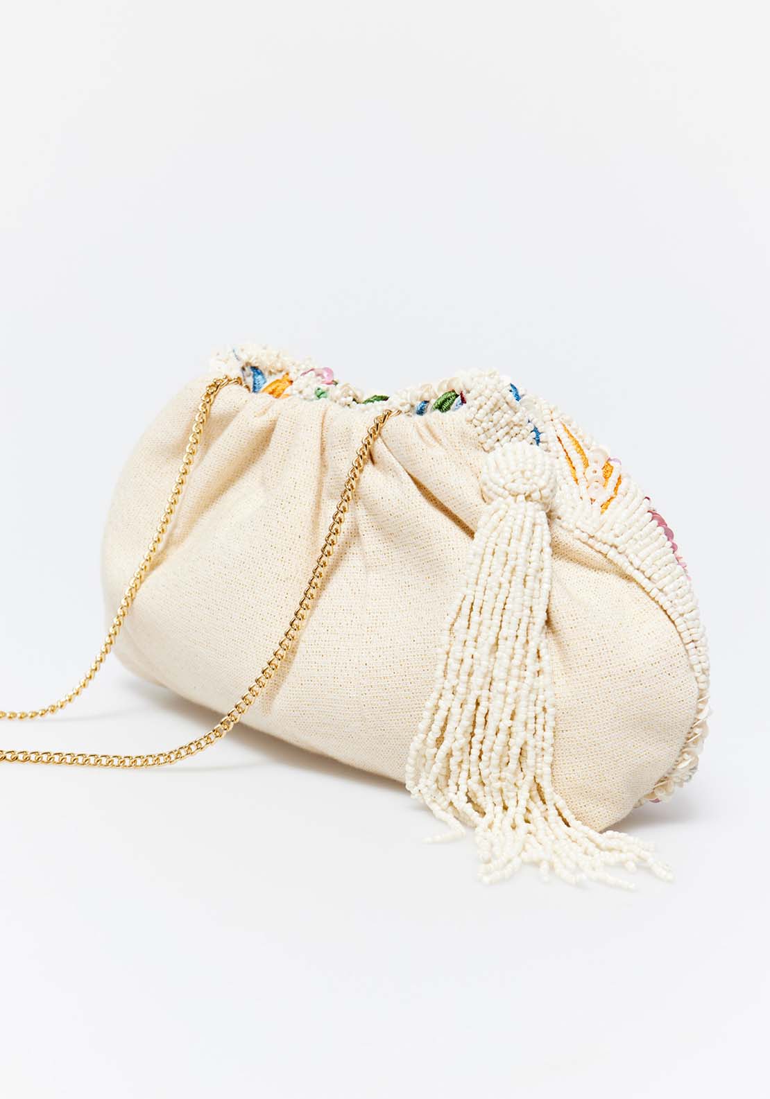 Sfera Beaded Clutch - Ecru 4 Shaws Department Stores
