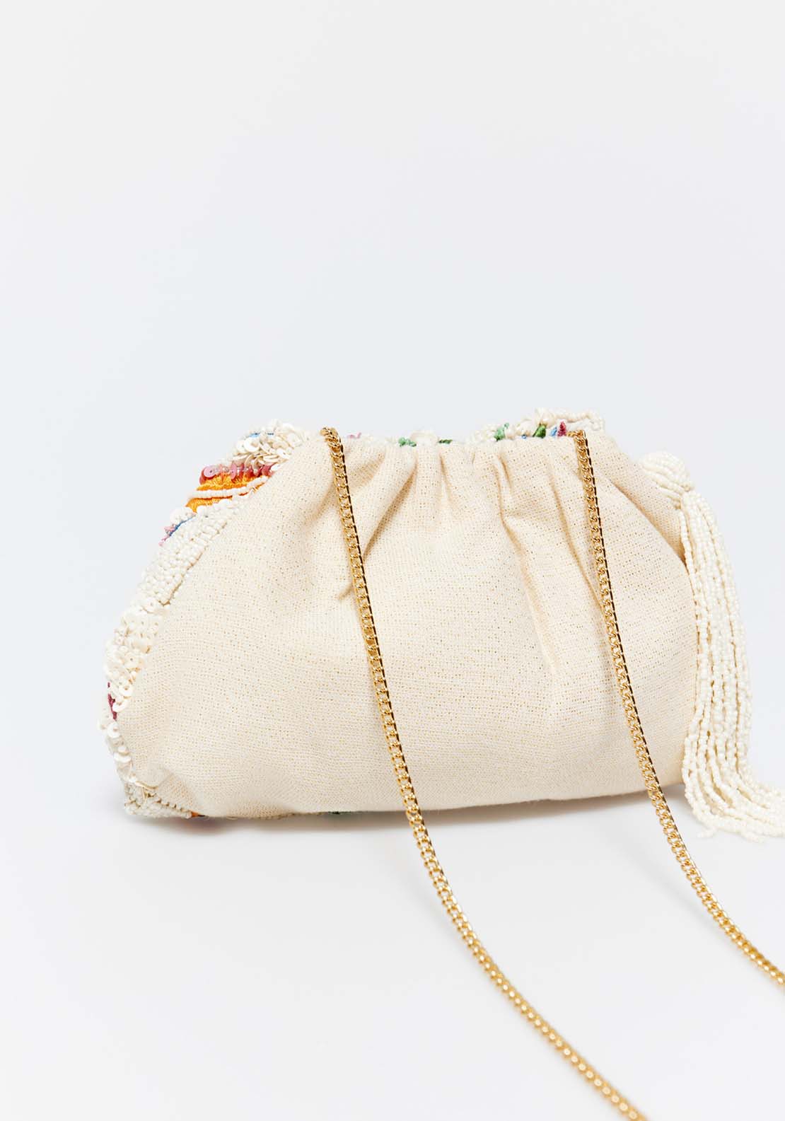 Sfera Beaded Clutch - Ecru 3 Shaws Department Stores