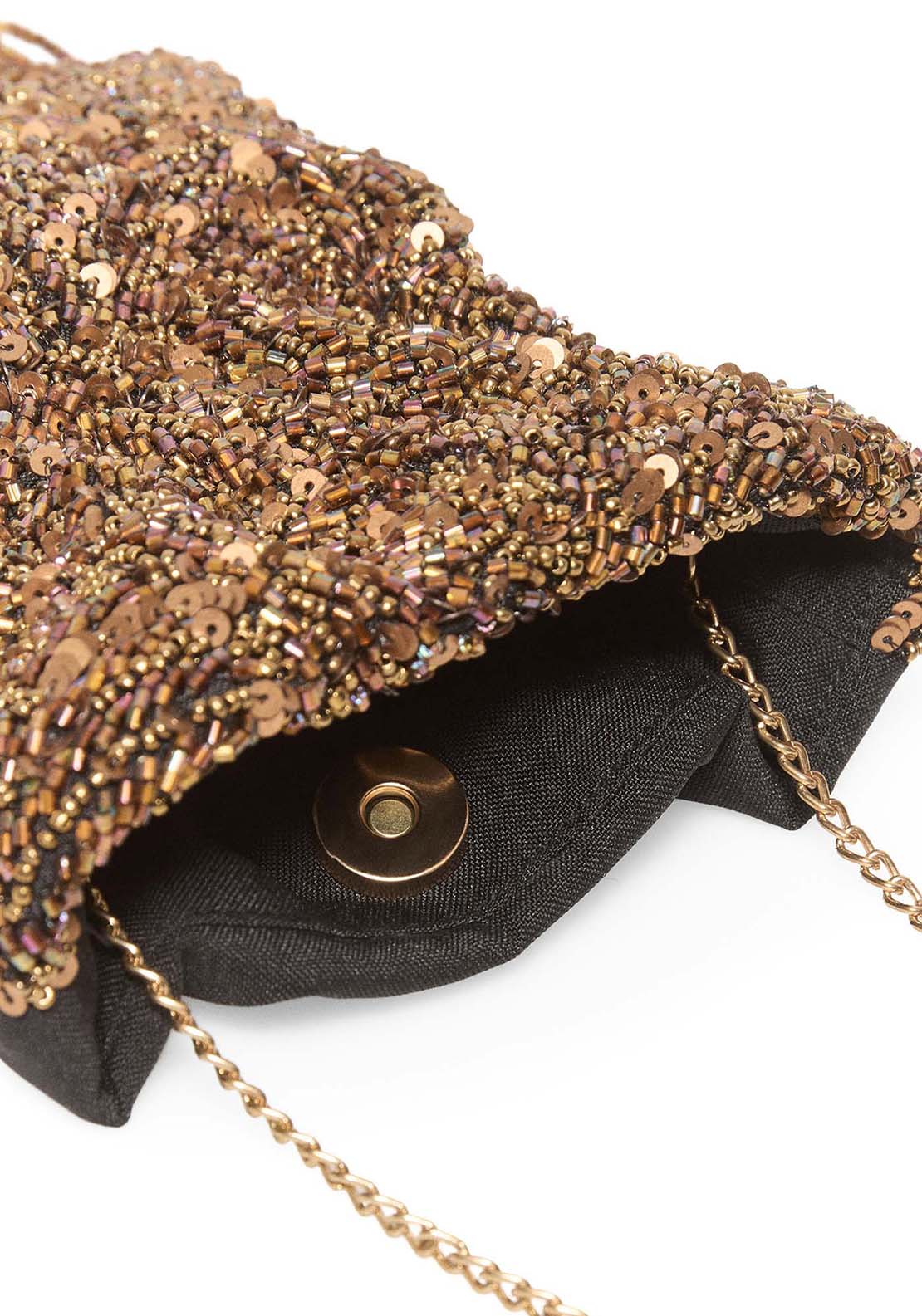 Beaded Drawstring Pouch - Gold