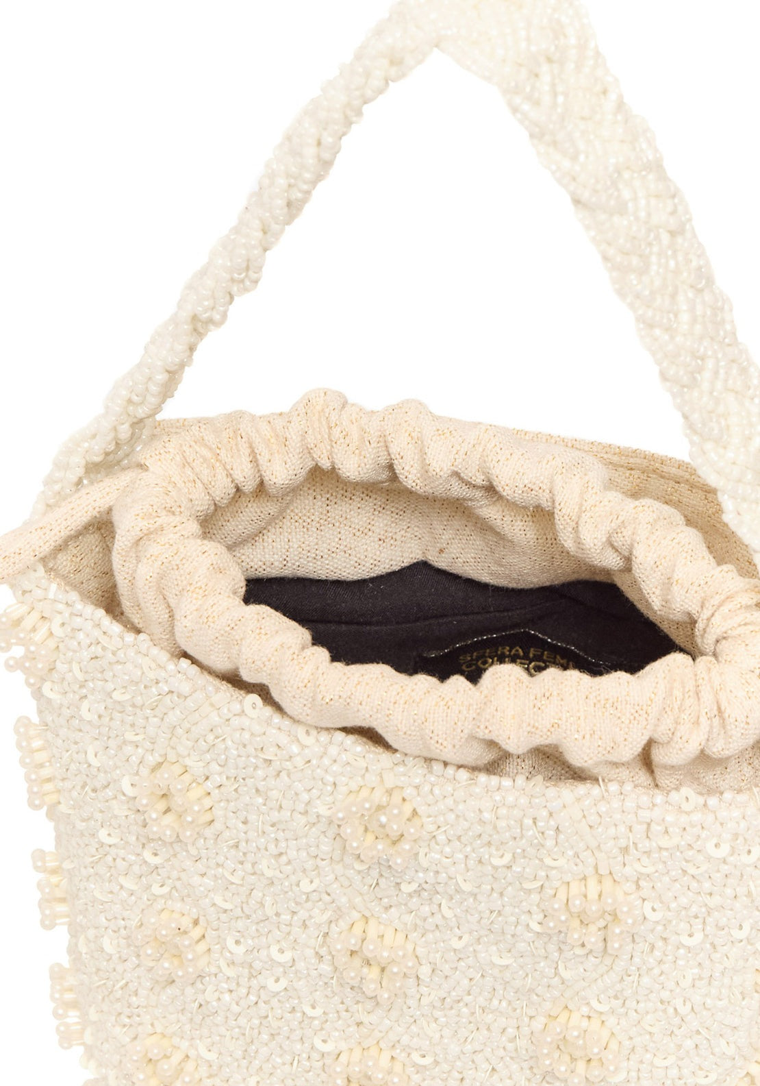 Beaded Handle Bucket Bag - Ecru