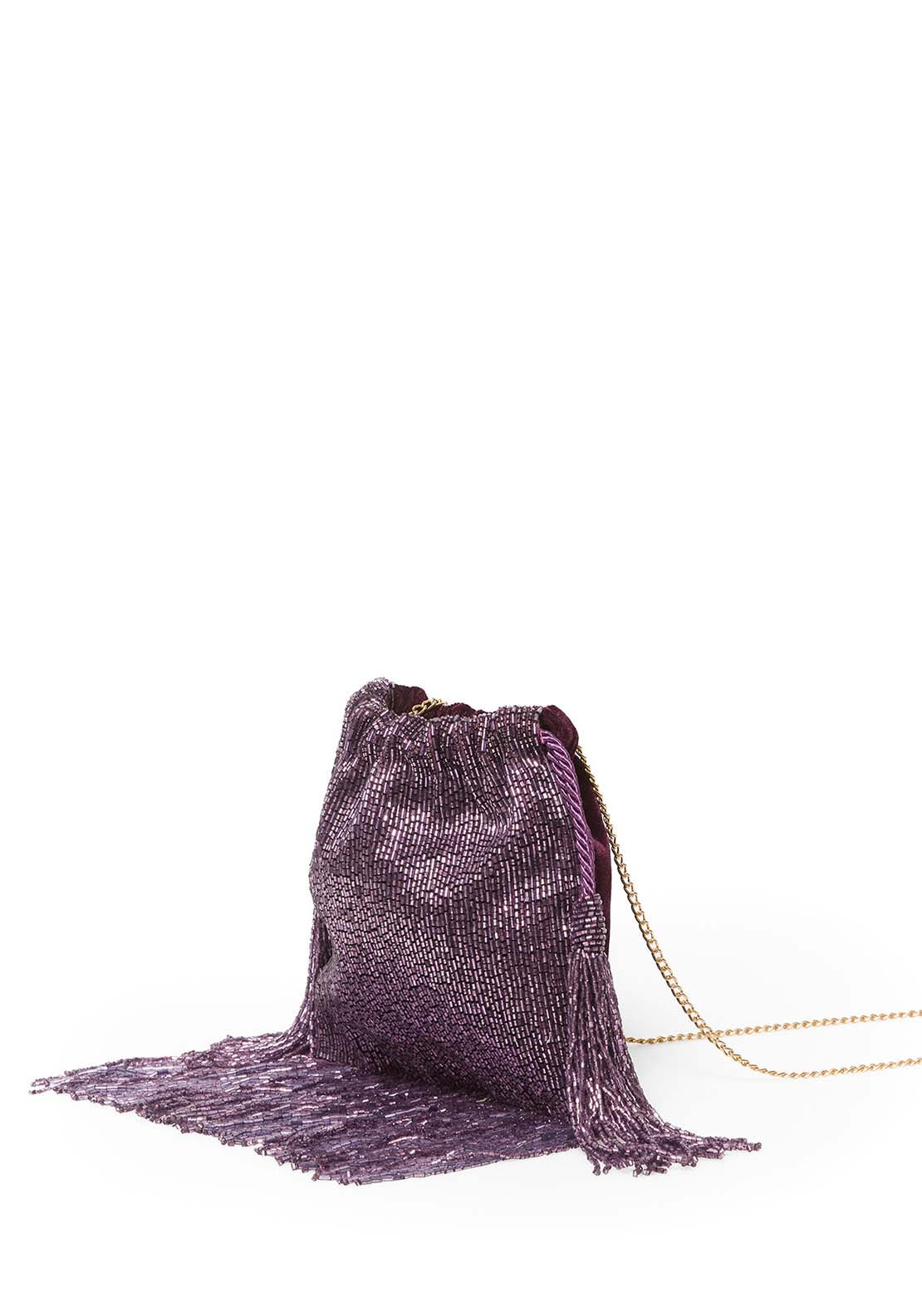 Beaded Tassel Bag - Purple