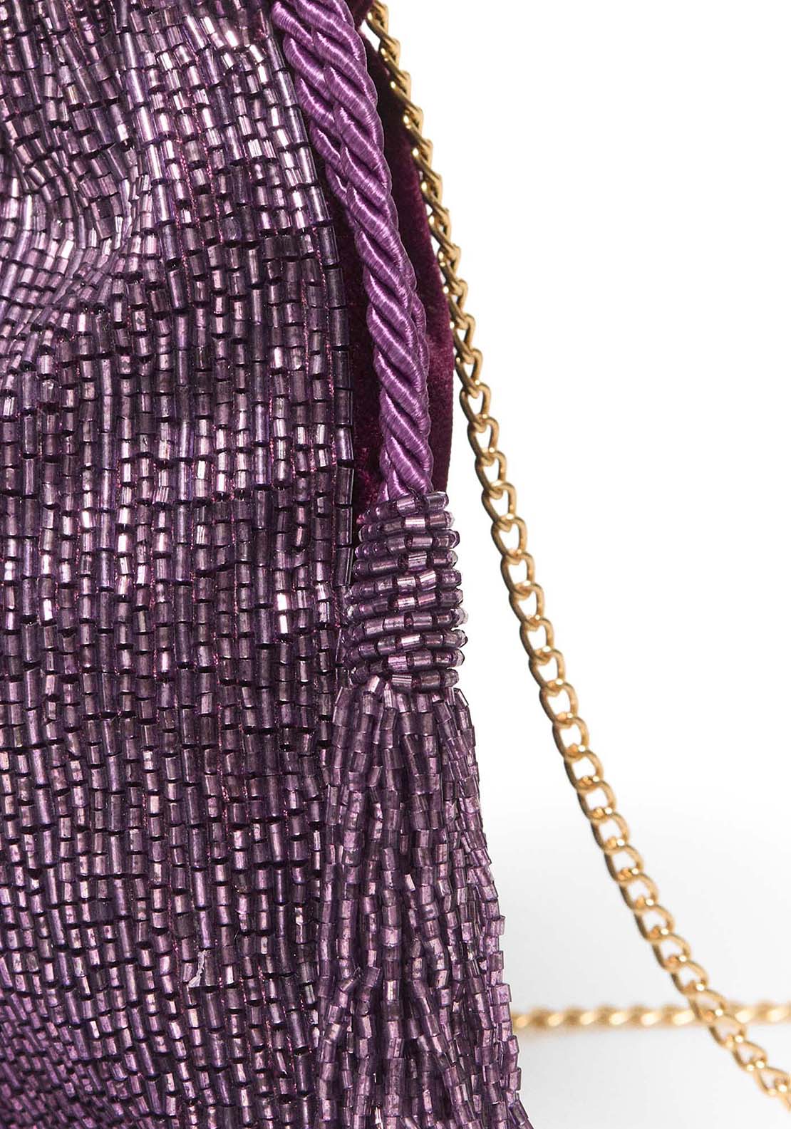 Beaded Tassel Bag - Purple