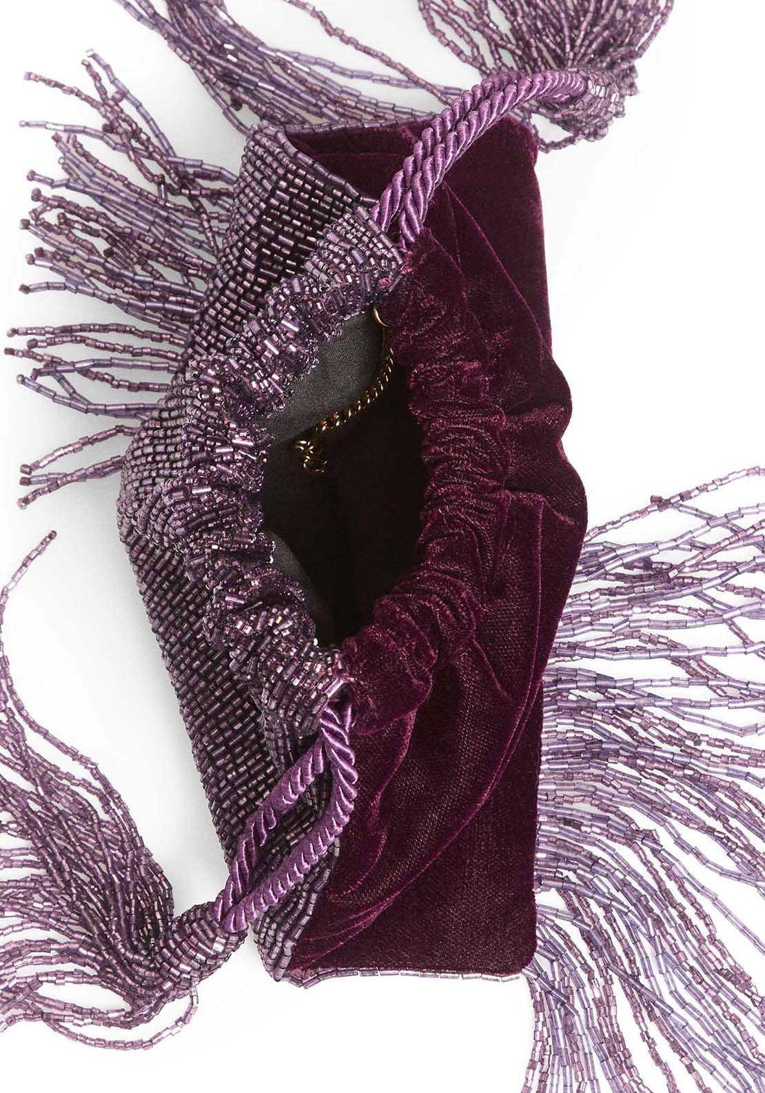 Beaded Tassel Bag - Purple