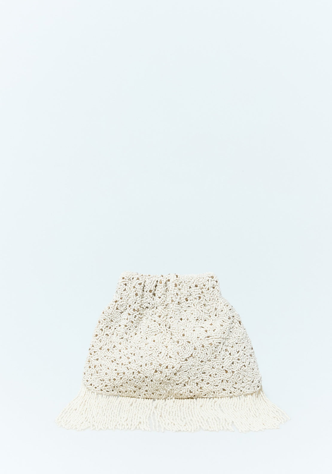 Beaded Fringe Pouch - Ecru