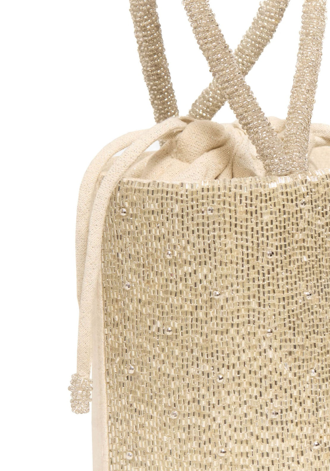 Beads Handle Bucket Bag - Grey