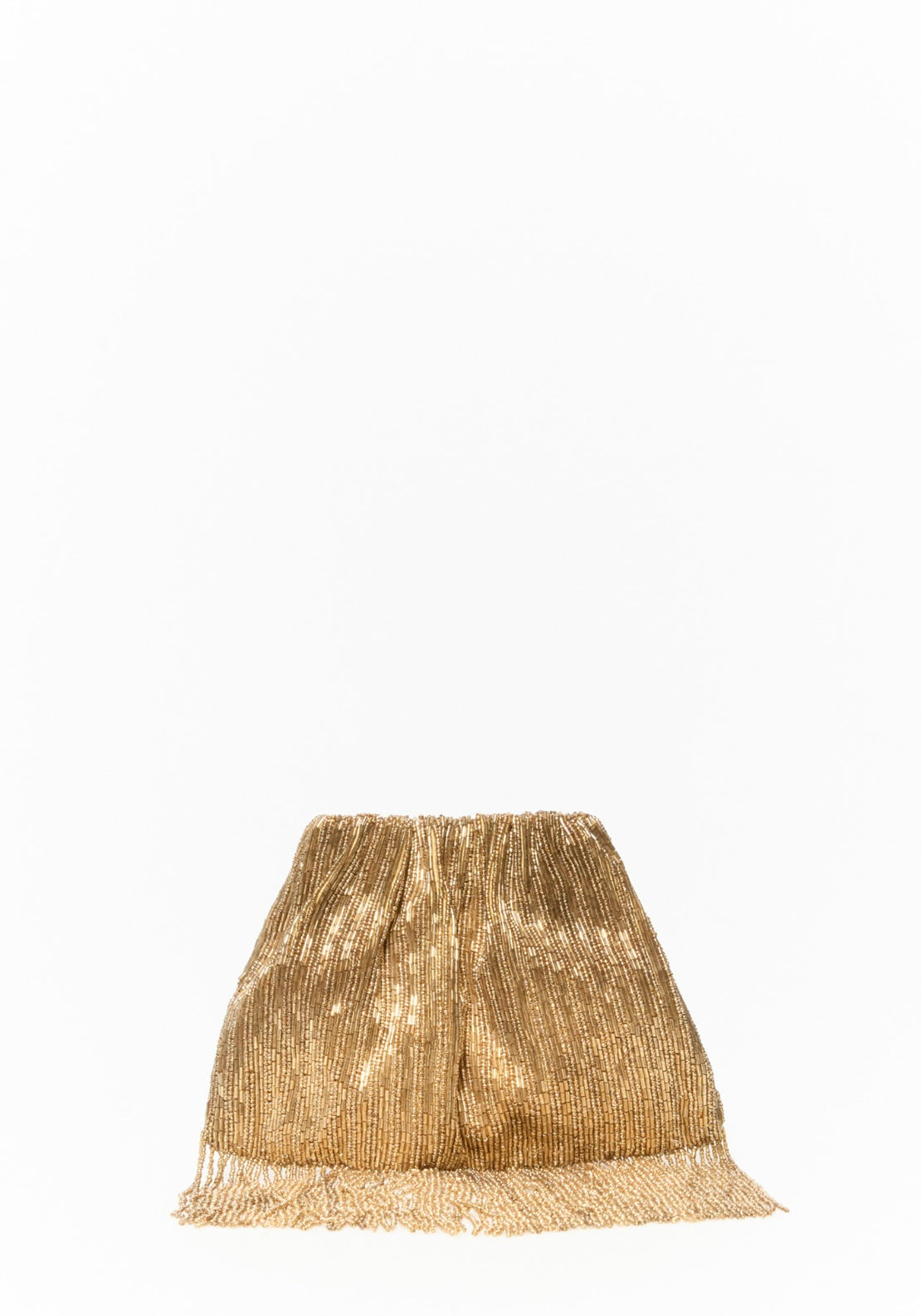 Beaded Fringe Pouch - Gold