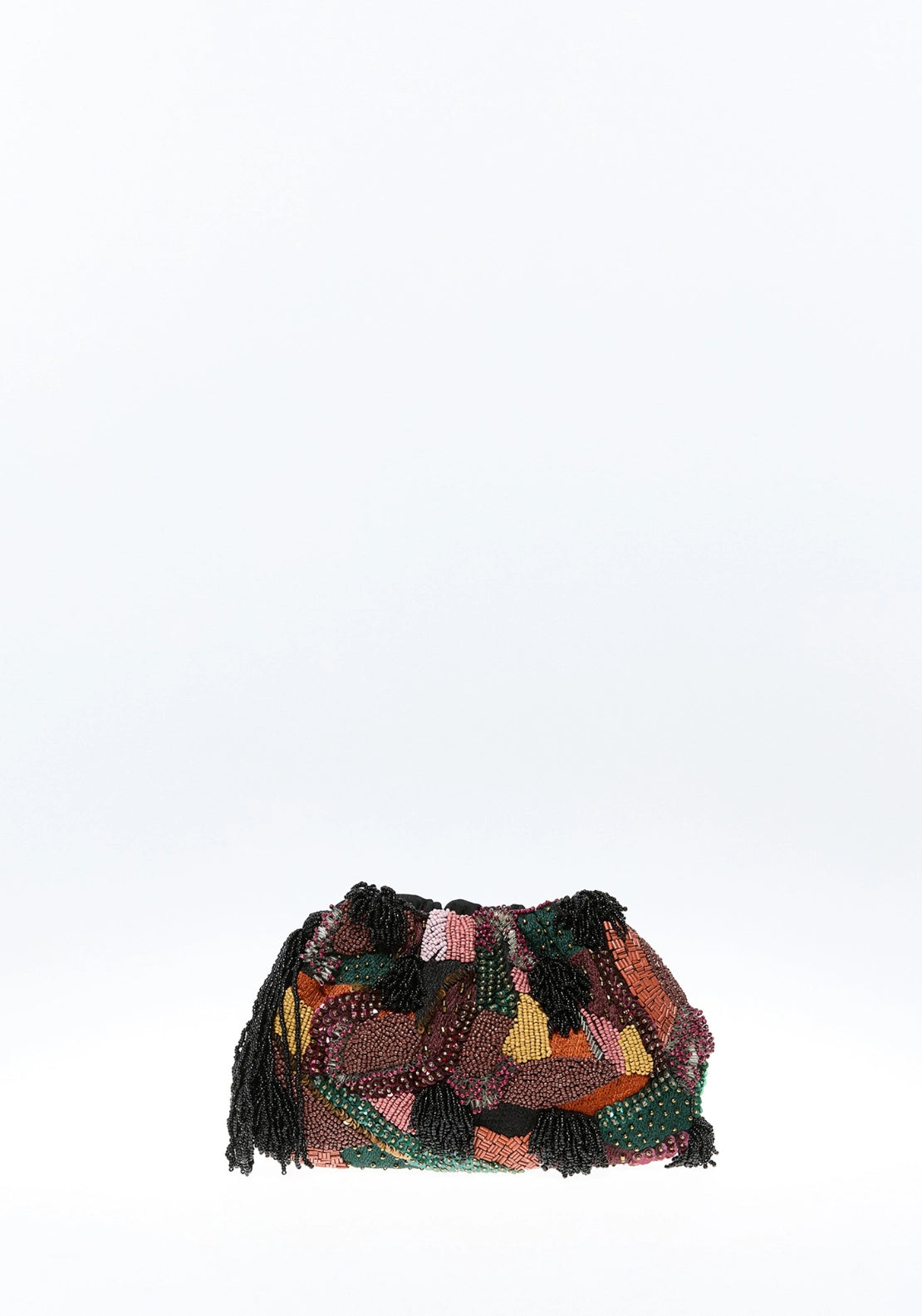 Beaded Asymmetric Pouch Bag - Multicolour