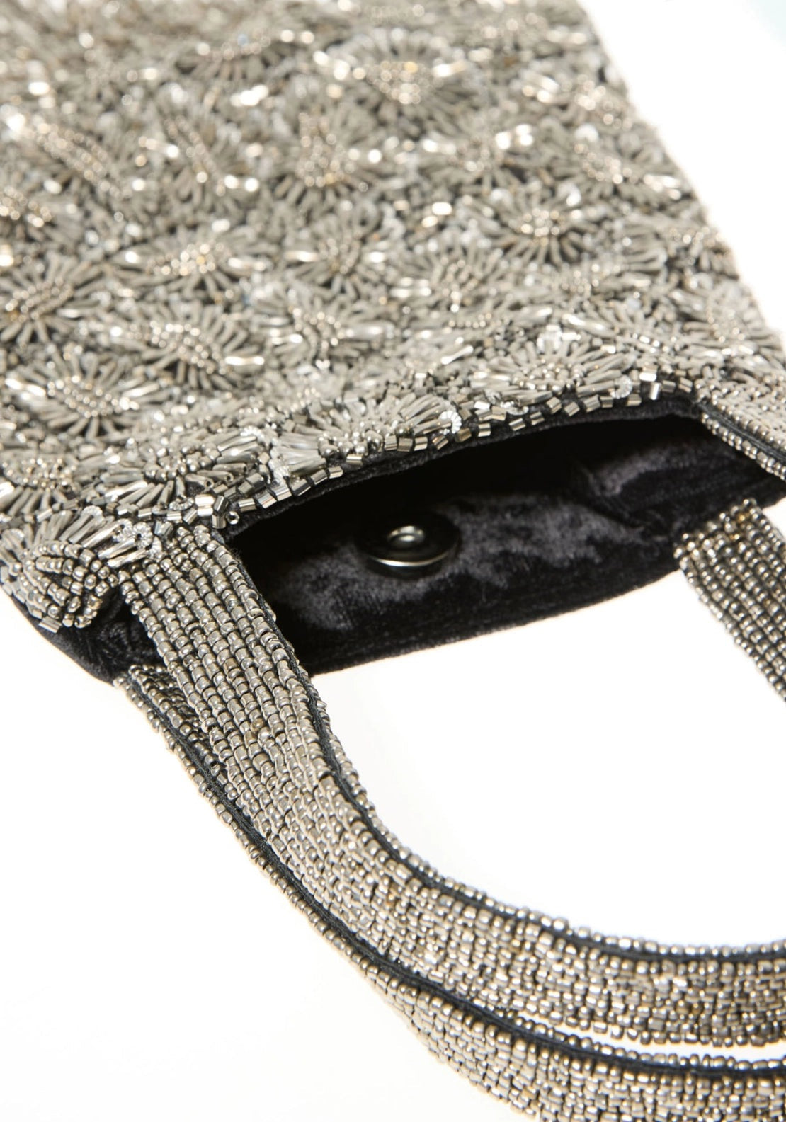 Flat Beaded Handbag - Grey