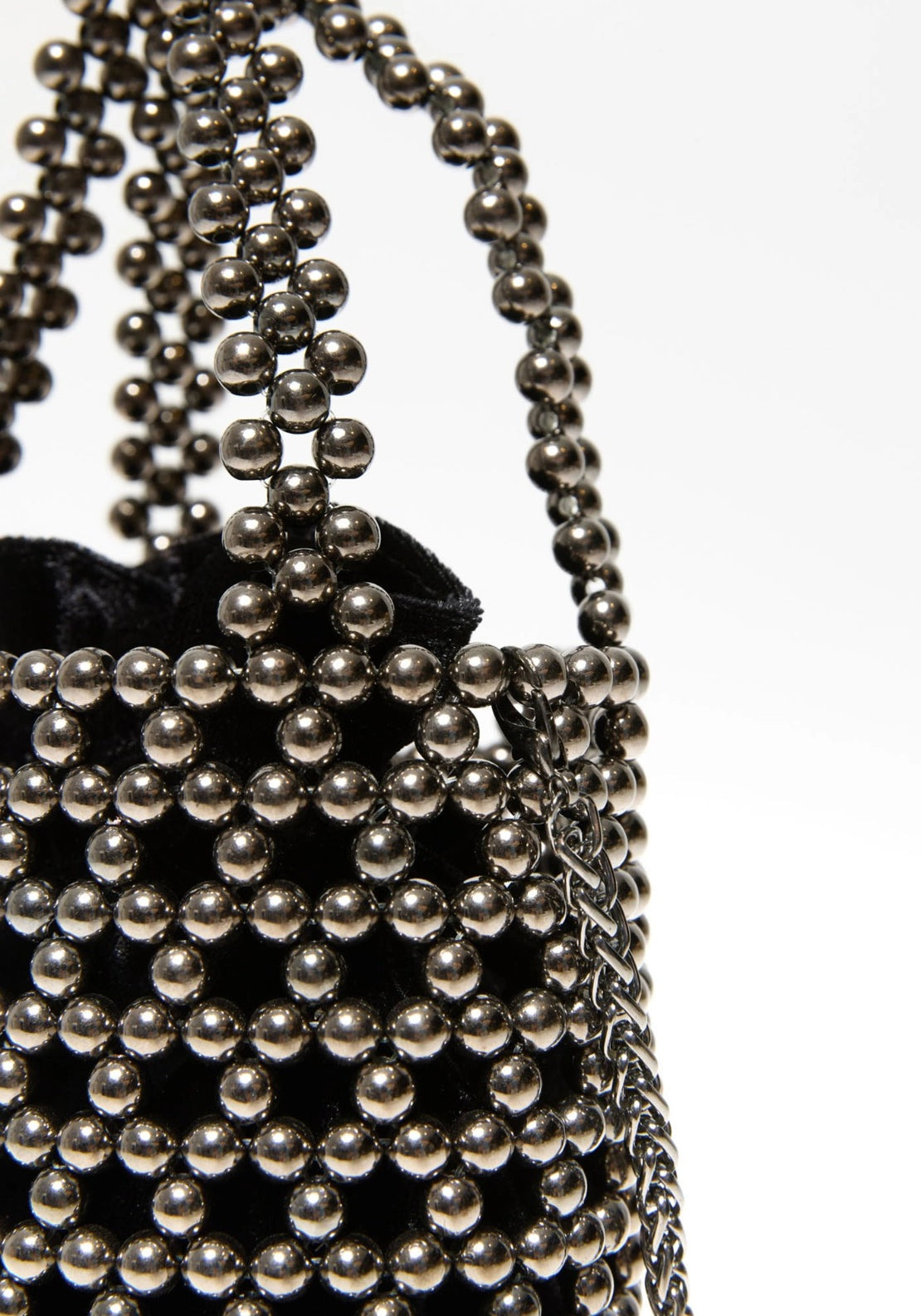 Beaded Bucket Bag - Black
