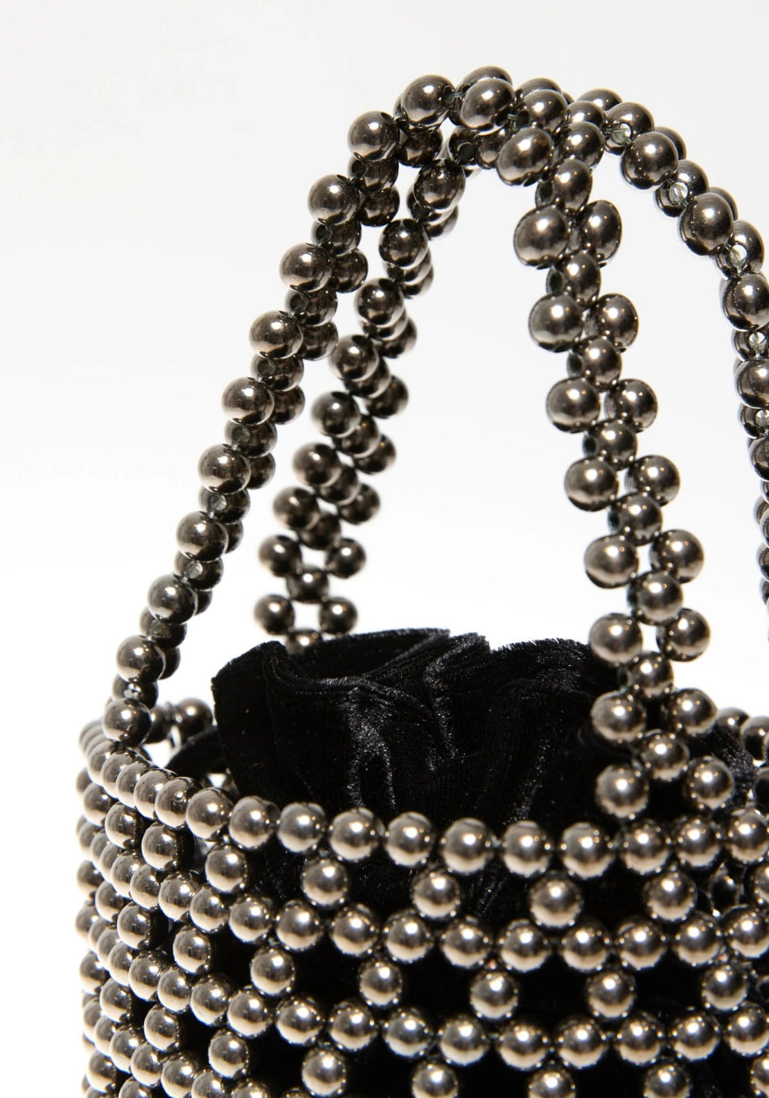 Beaded Bucket Bag - Black