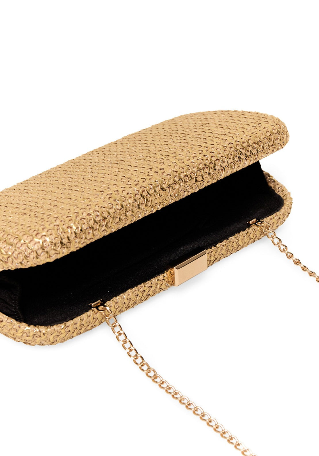 Elongated Raffia Box - Gold
