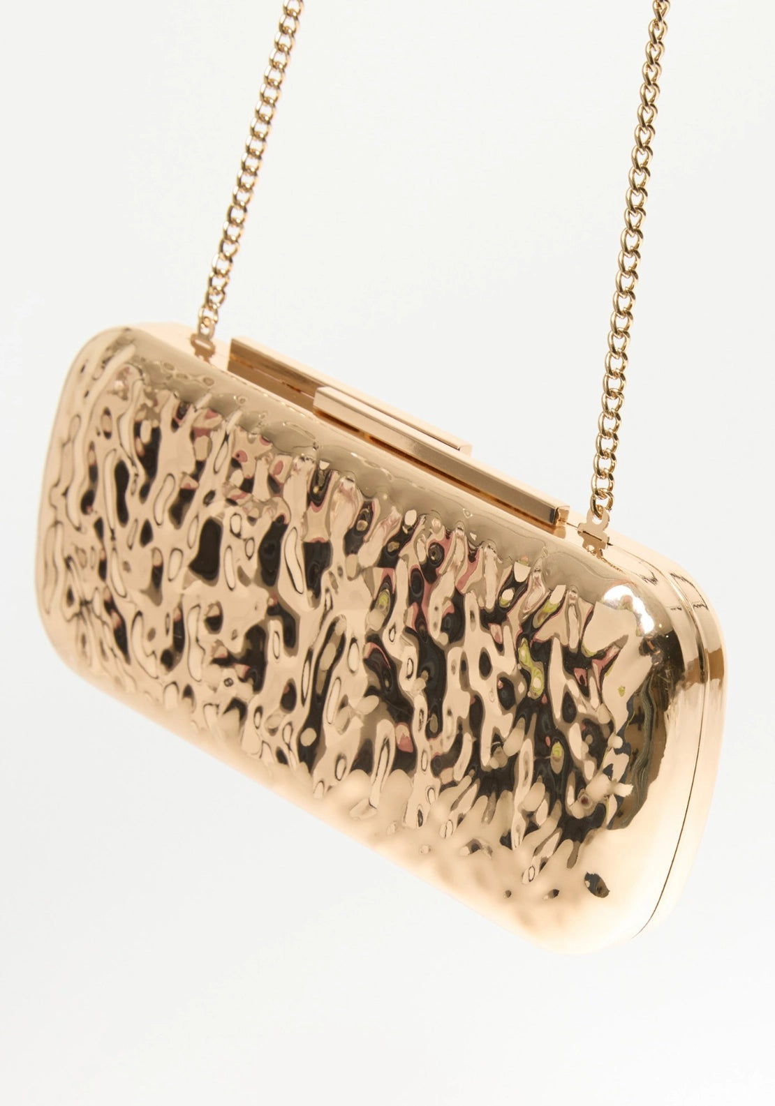 Hammered Metallic Minaudière - Gold