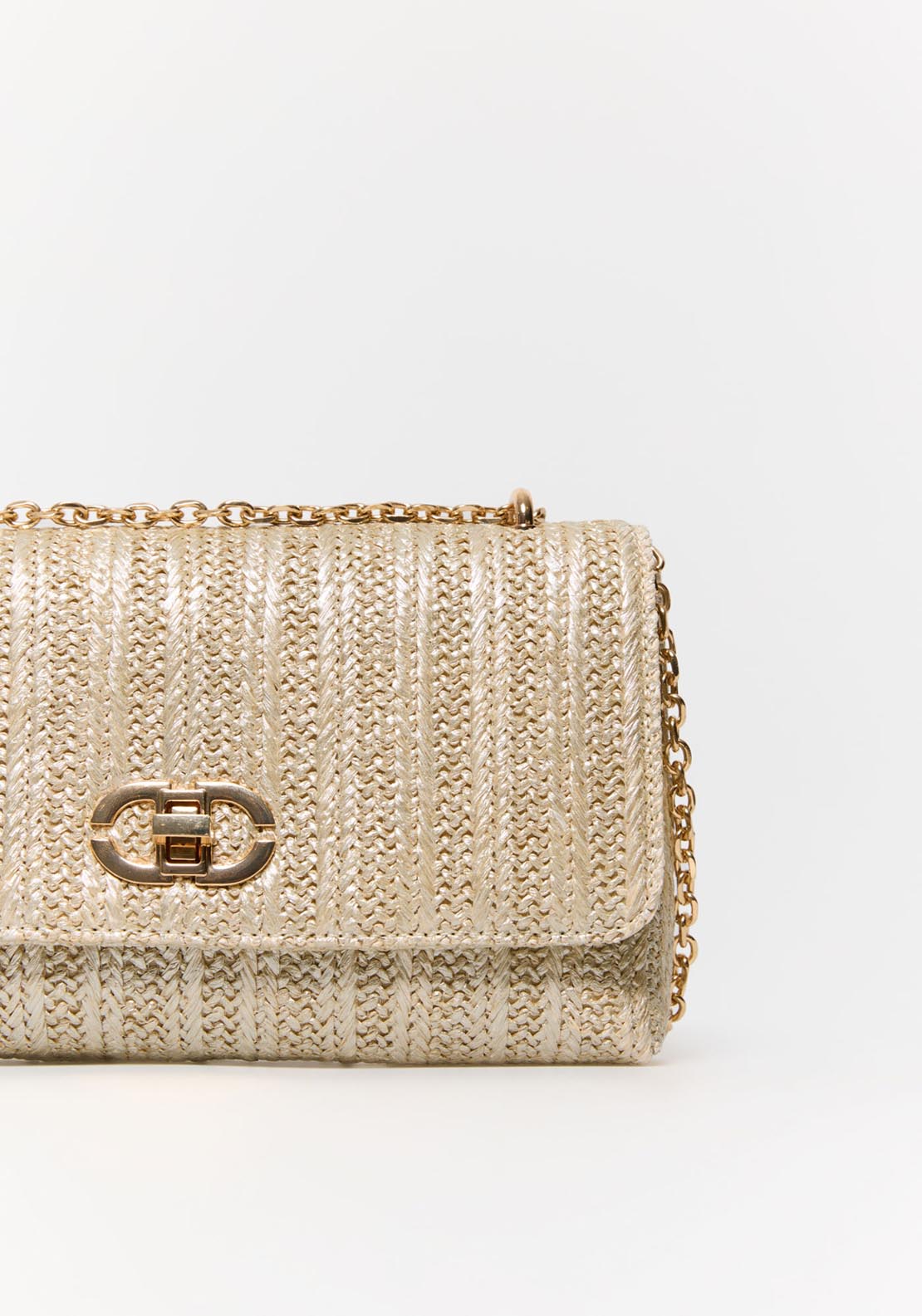Sfera Matte Raffia Crossbody - Gold 3 Shaws Department Stores