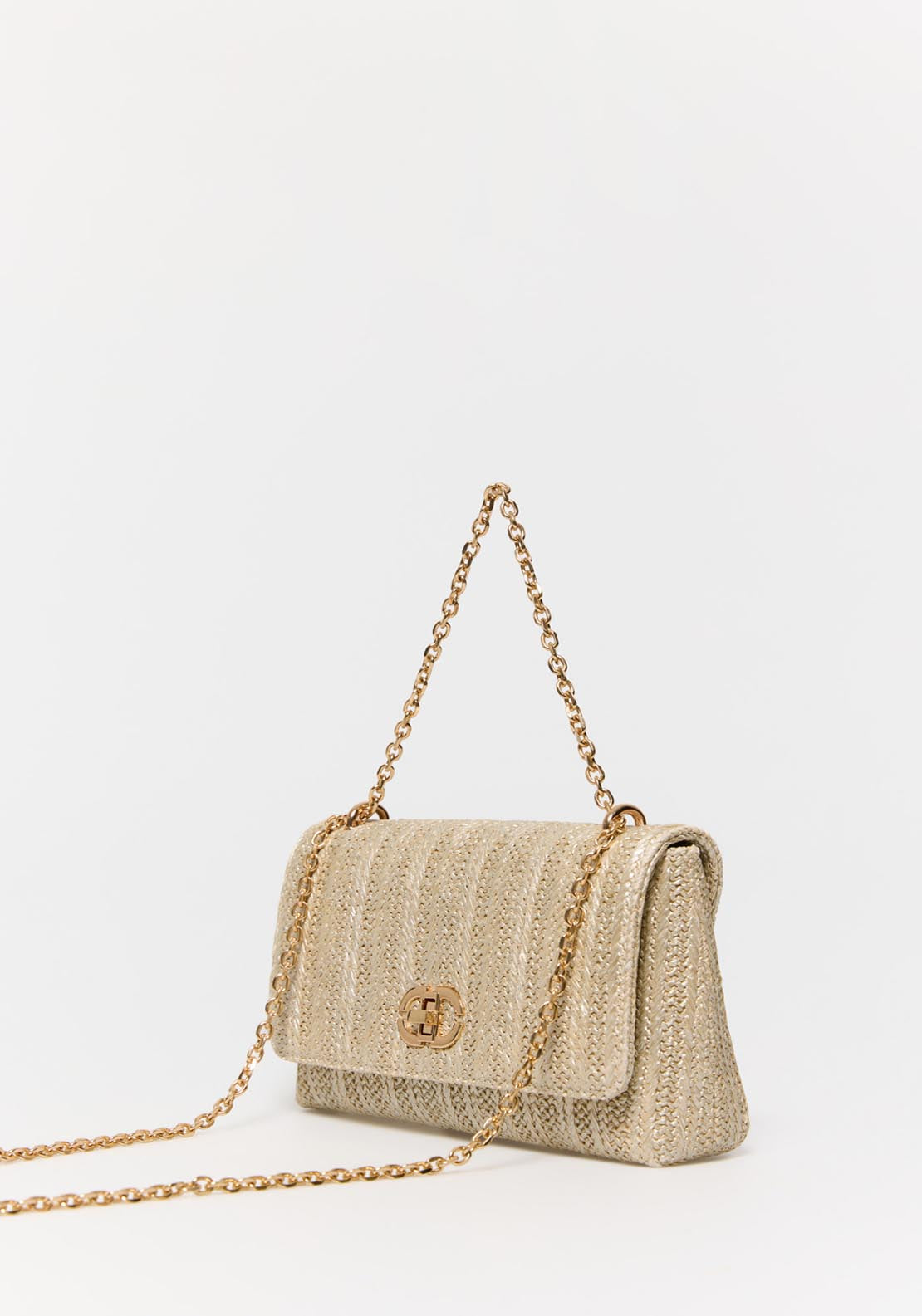 Sfera Matte Raffia Crossbody - Gold 2 Shaws Department Stores