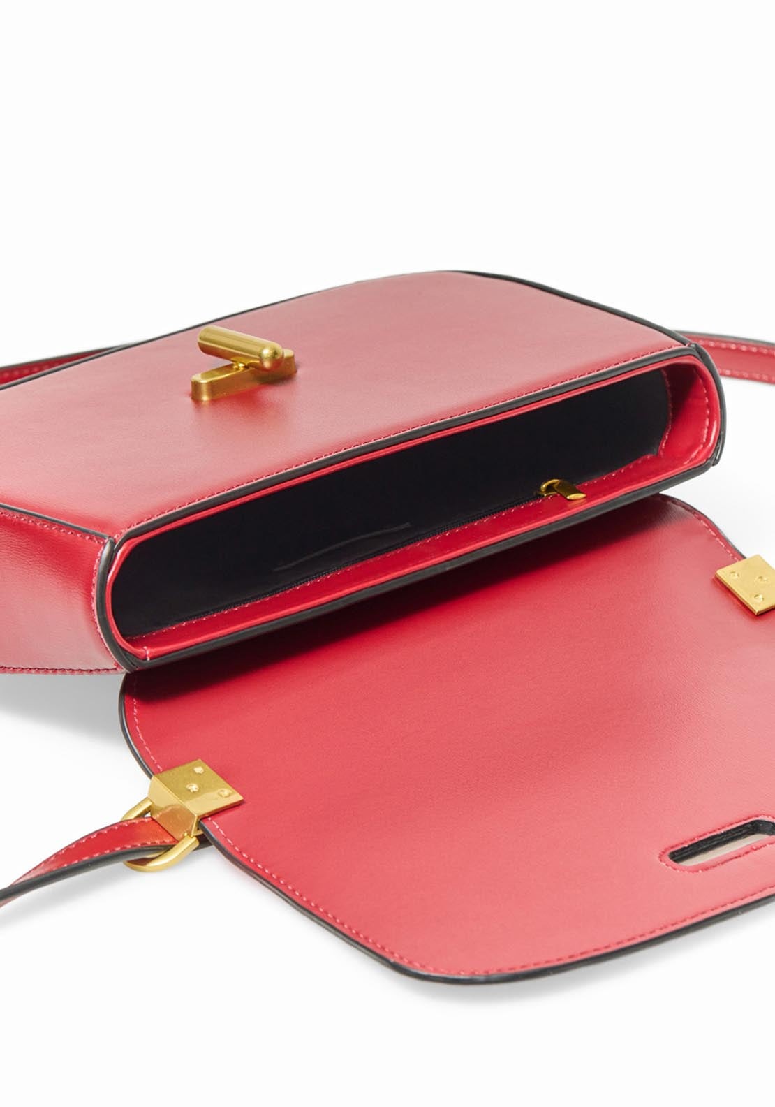 Structured Bag With Clasp - Red