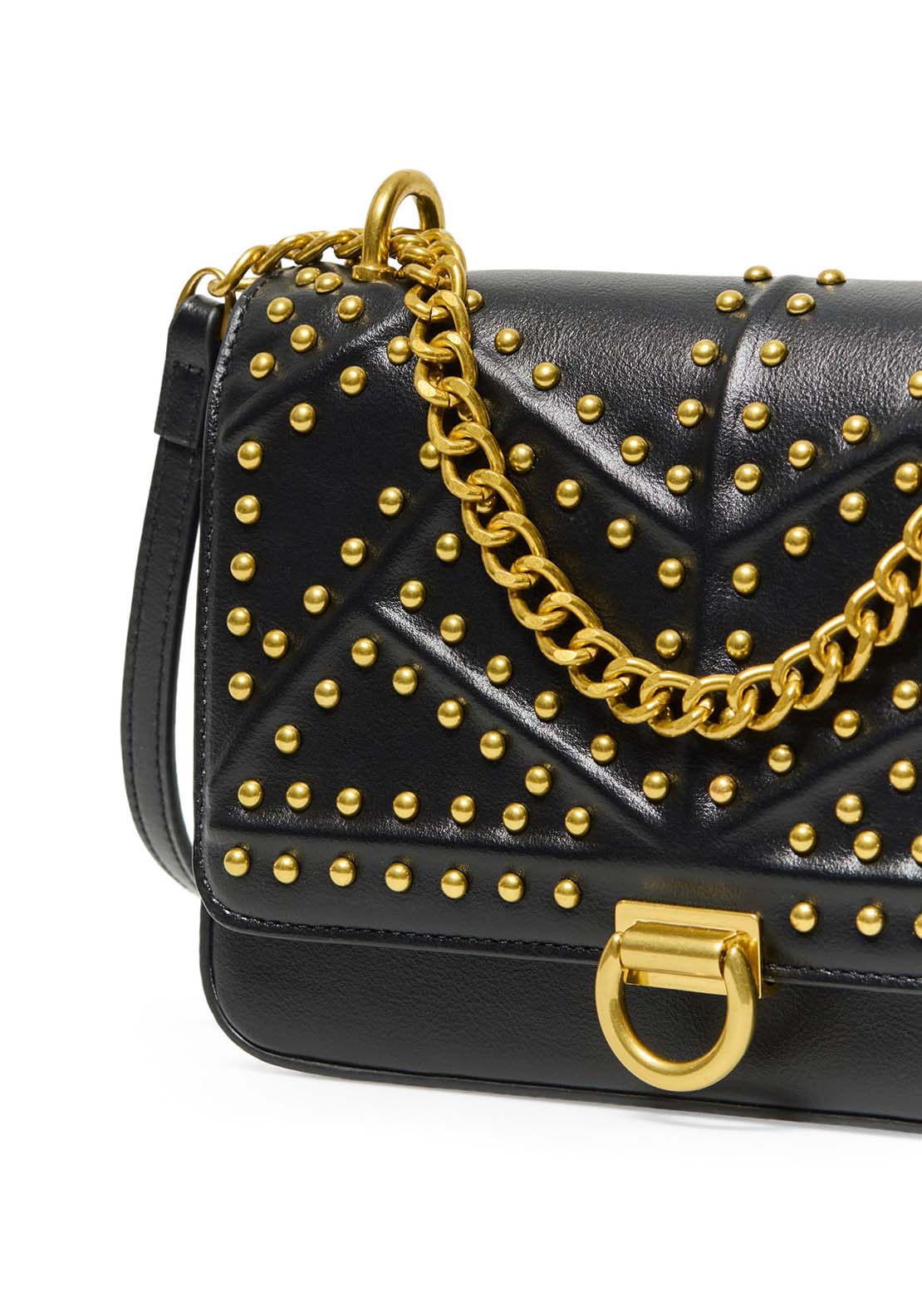 Studded Bag With Clasp - Black