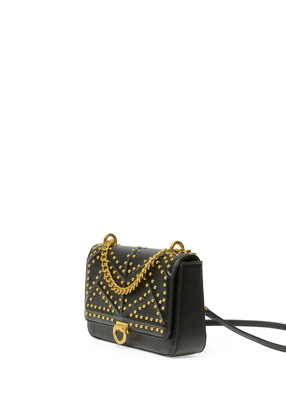 Studded Bag With Clasp - Black