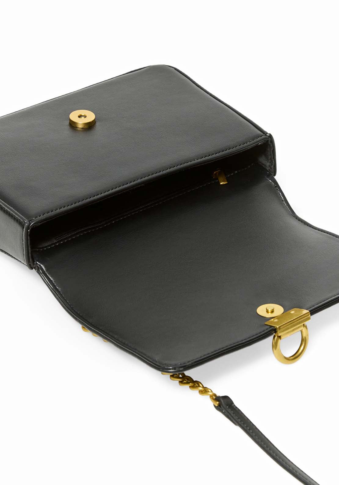 Studded Bag With Clasp - Black