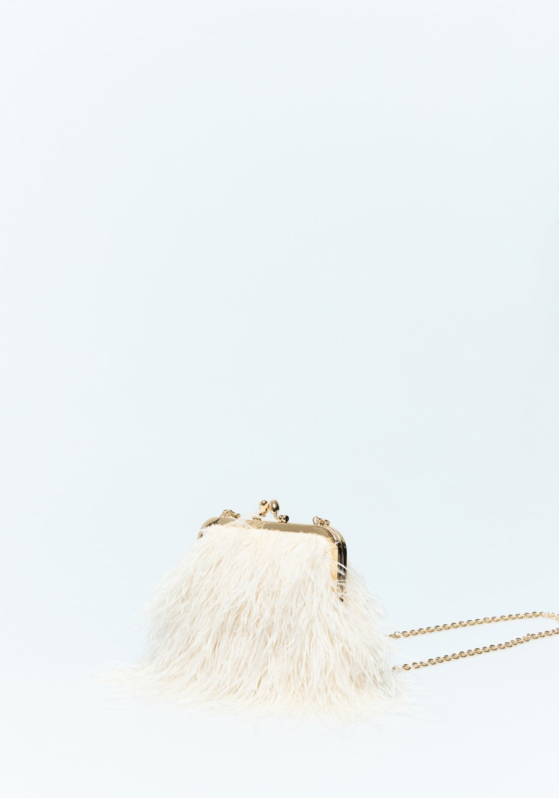 Feather Bag With Chain - Ecru