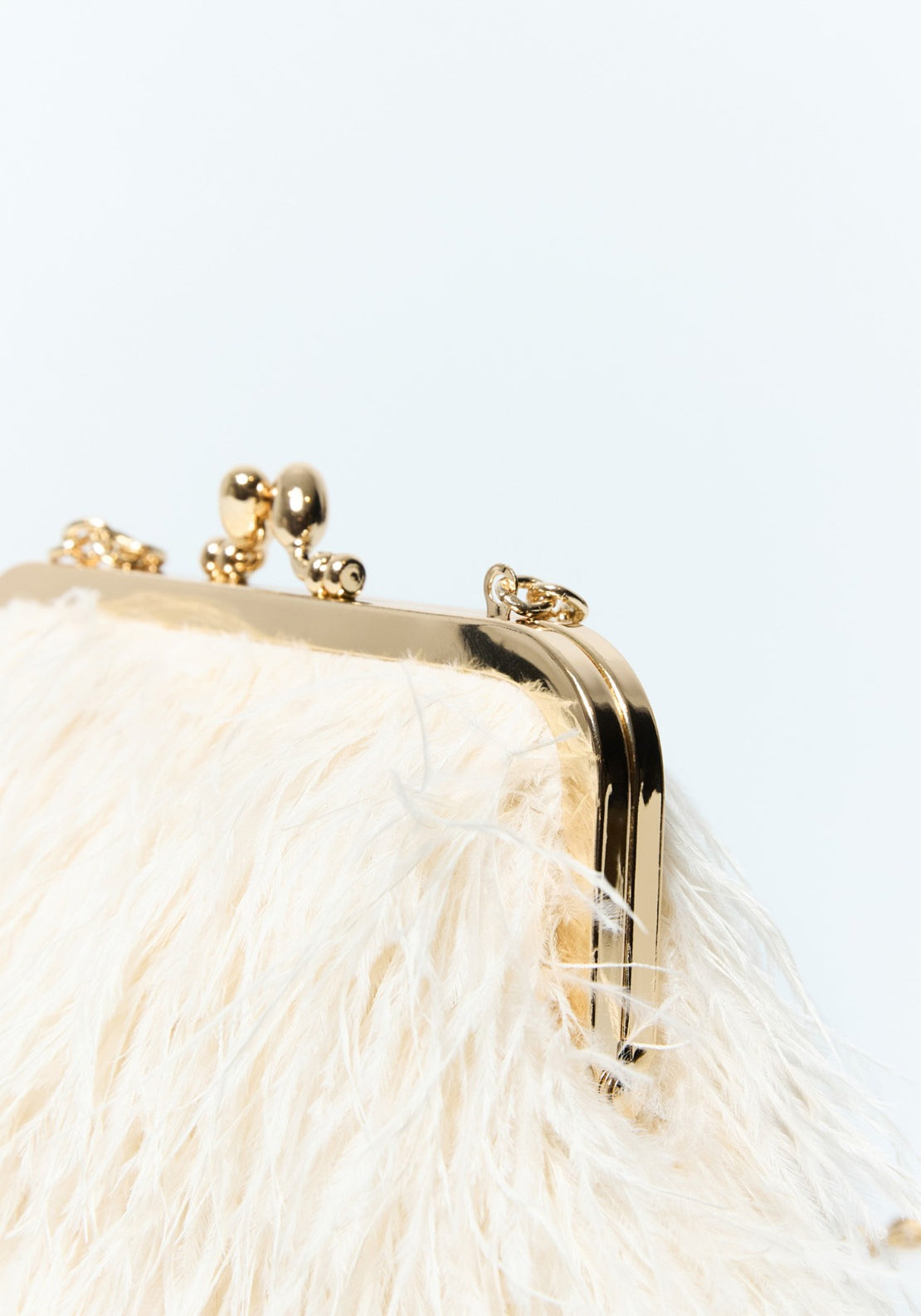 Feather Bag With Chain - Ecru